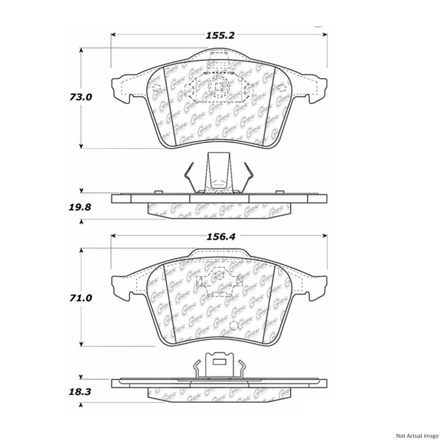 Front View of Front Disc Brake Pad Set CENTRIC 104.10030