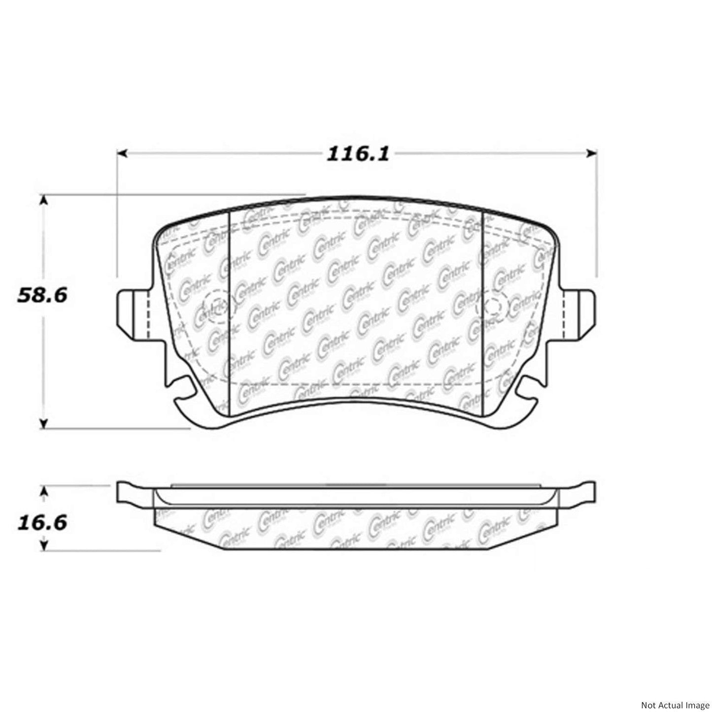 Front View of Rear Disc Brake Pad Set CENTRIC 104.10180