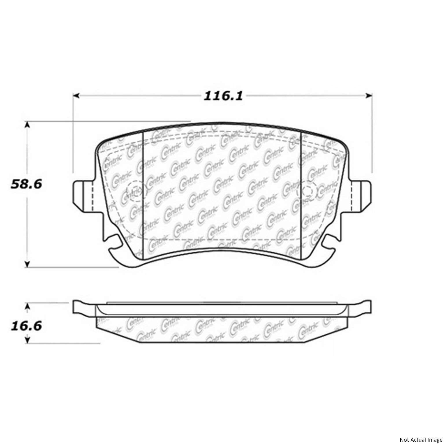 Front View of Rear Disc Brake Pad Set CENTRIC 104.10180