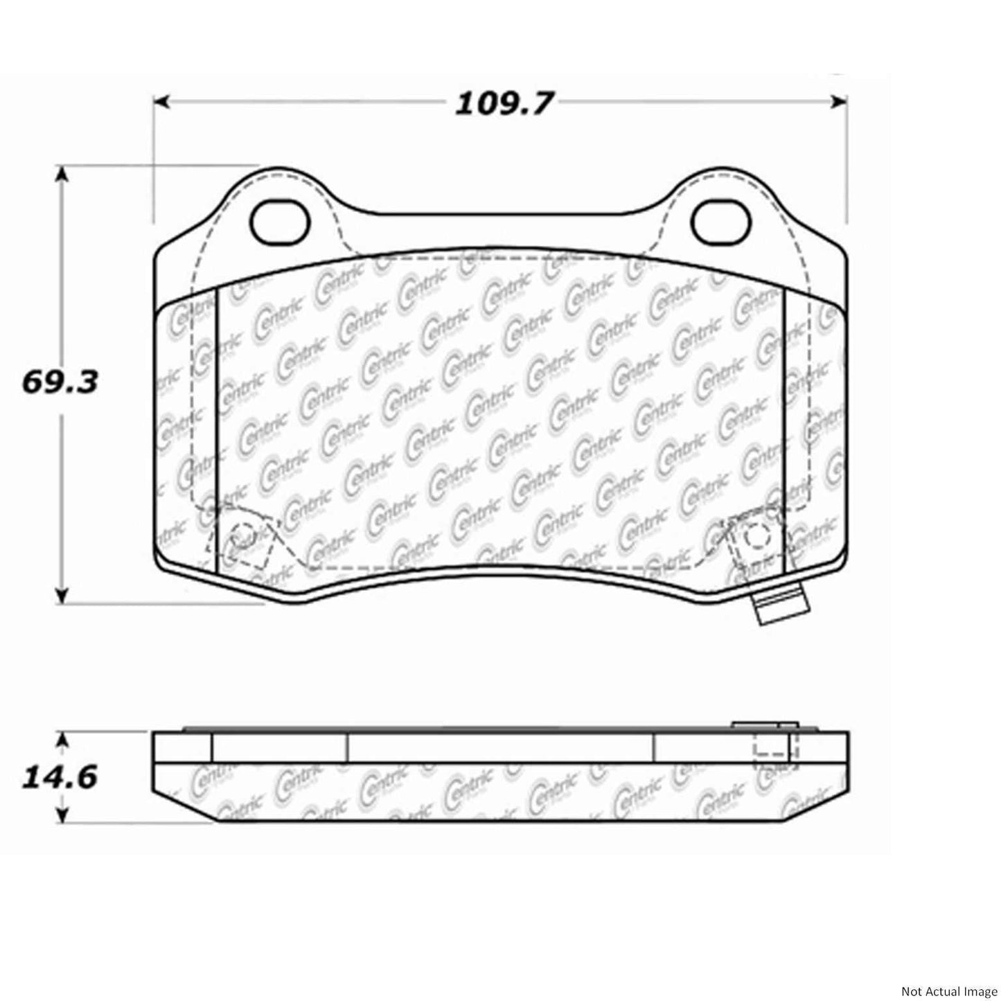 Front View of Rear Disc Brake Pad Set CENTRIC 104.10530