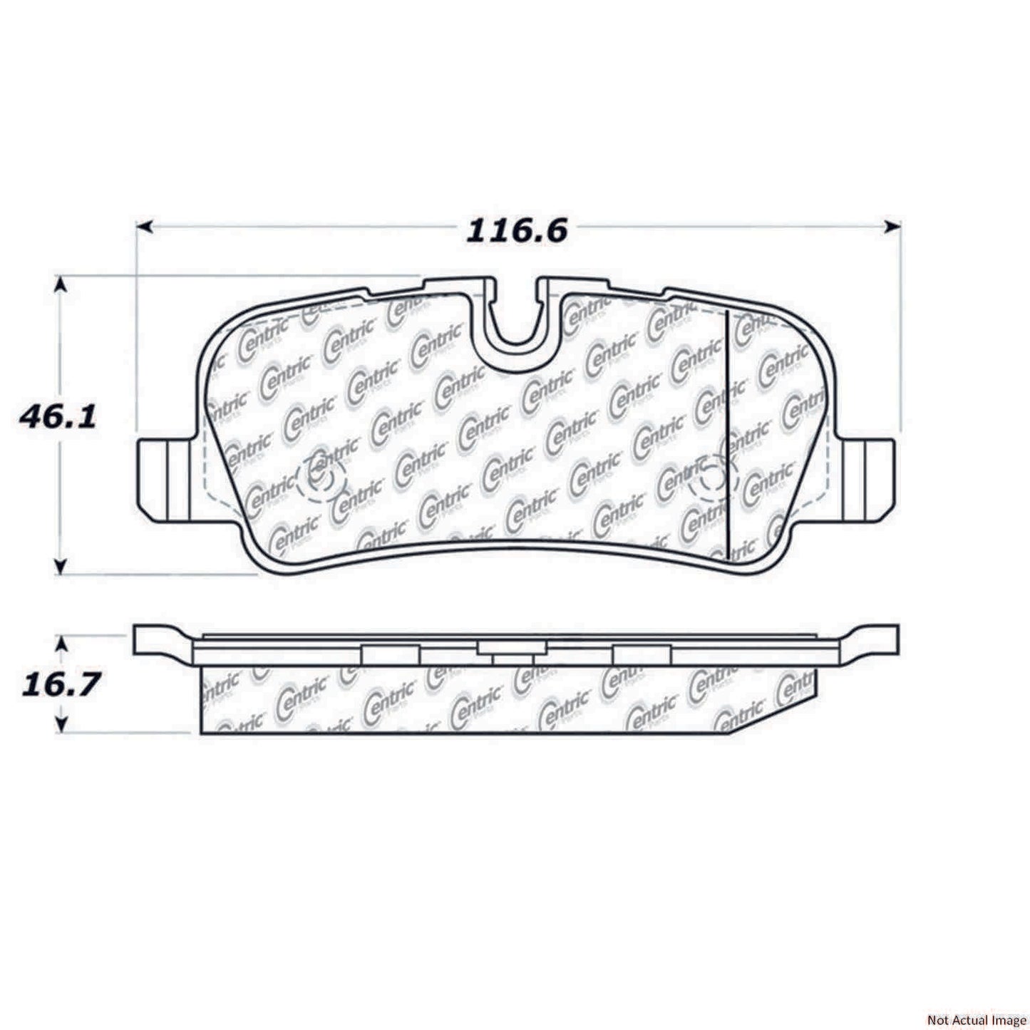 Front View of Rear Disc Brake Pad Set CENTRIC 104.10990