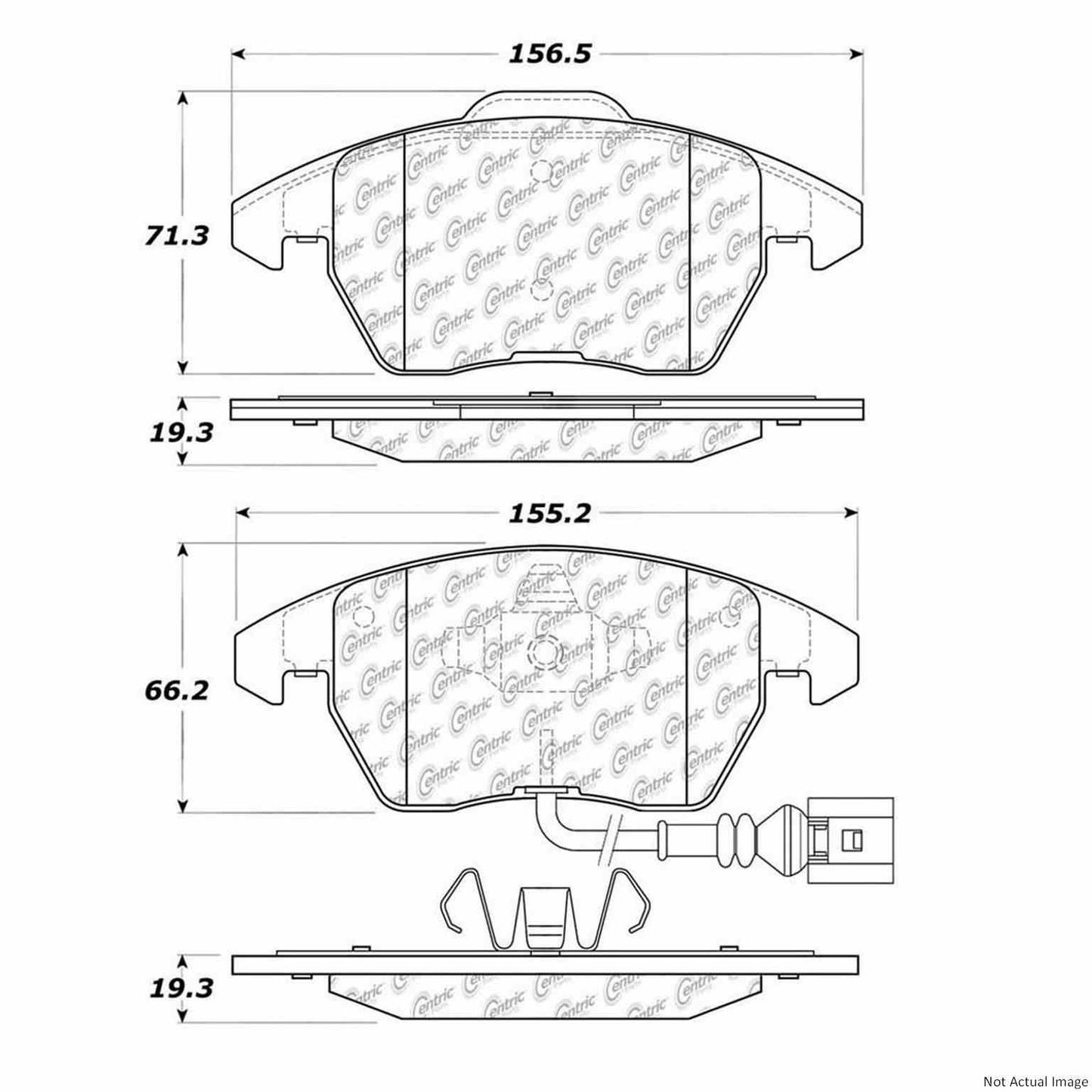 Front View of Front Disc Brake Pad Set CENTRIC 104.11070