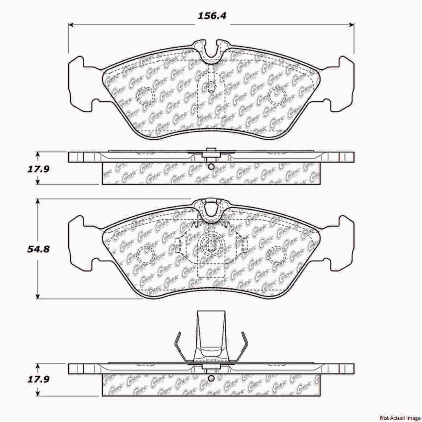 Front View of Rear Disc Brake Pad Set CENTRIC 104.12290