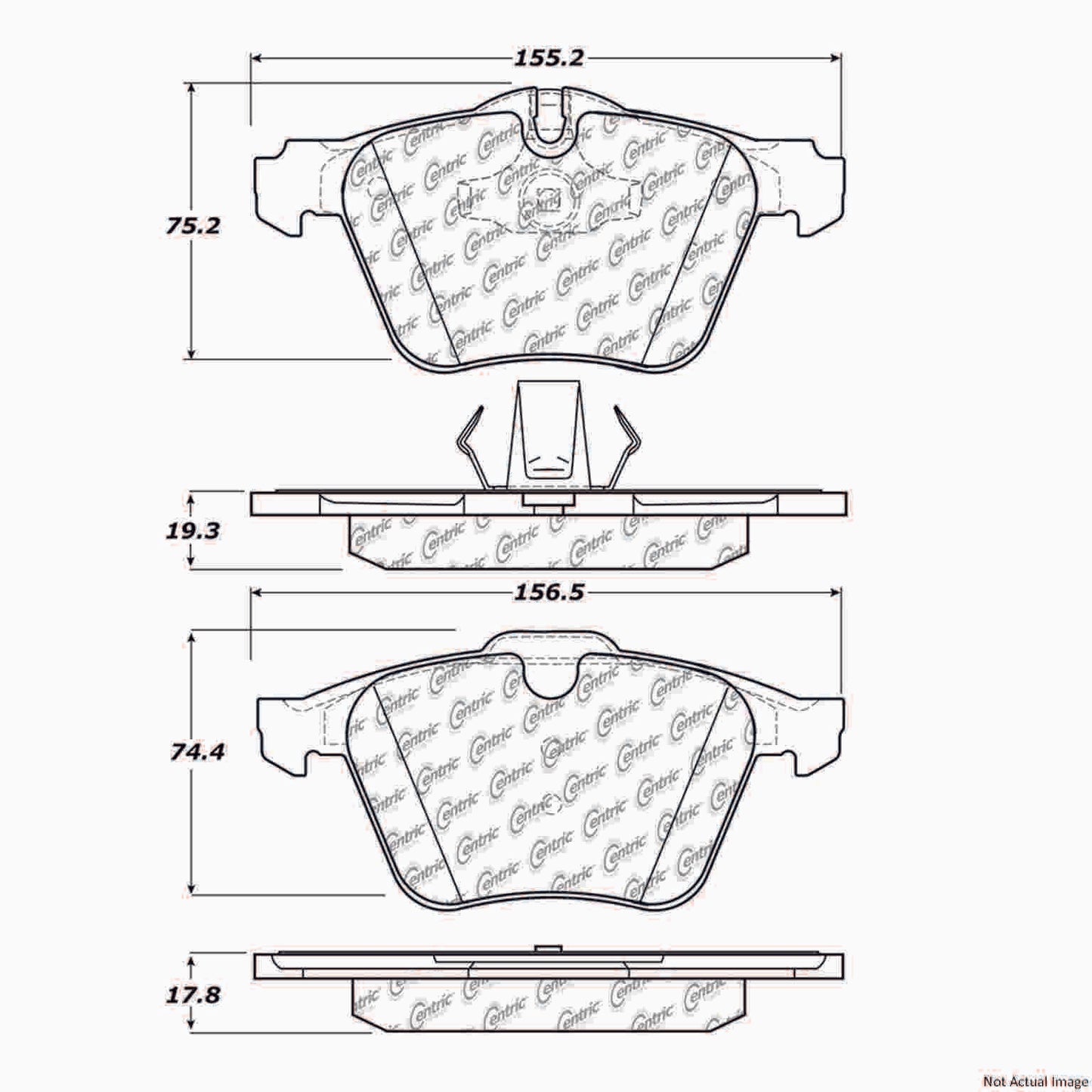 Front View of Front Disc Brake Pad Set CENTRIC 104.12400