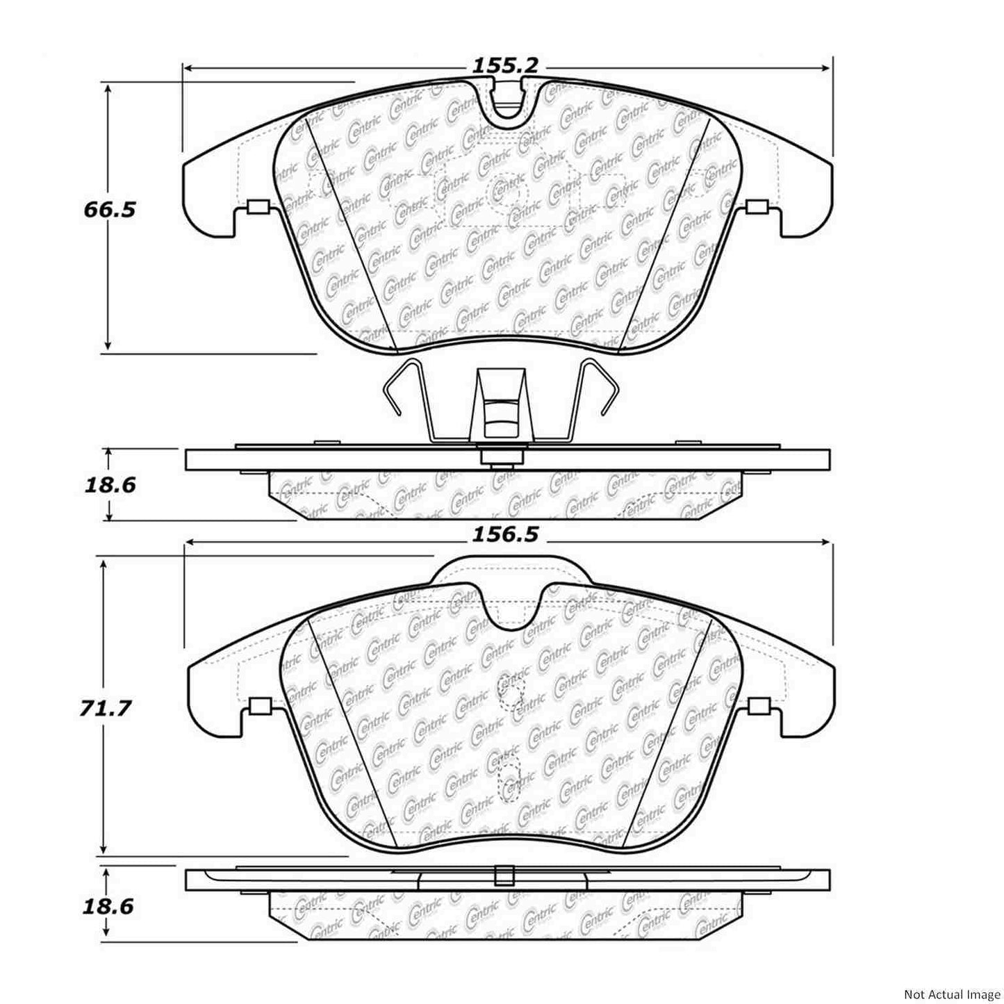 Front View of Front Disc Brake Pad Set CENTRIC 104.12410