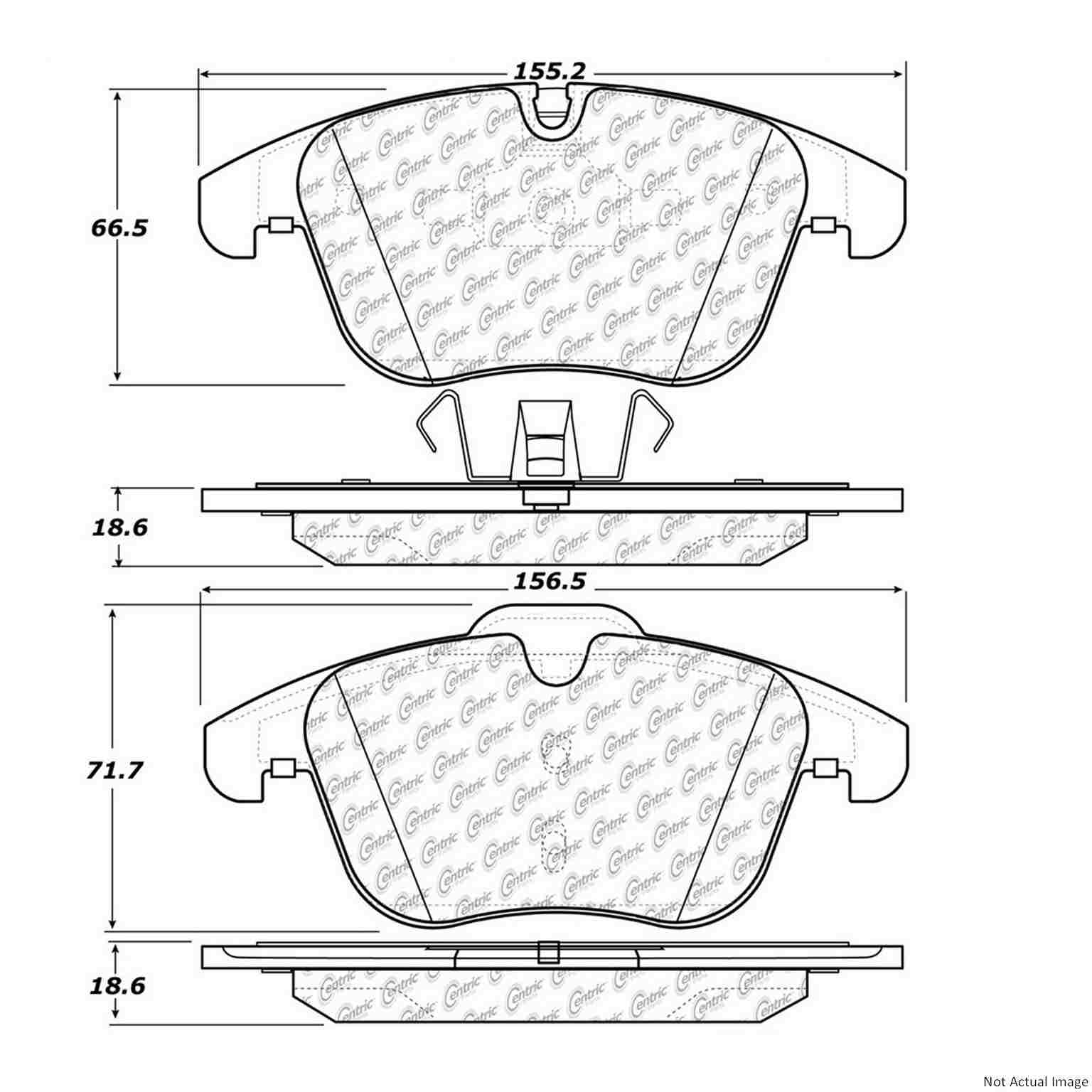 Front View of Front Disc Brake Pad Set CENTRIC 104.12410