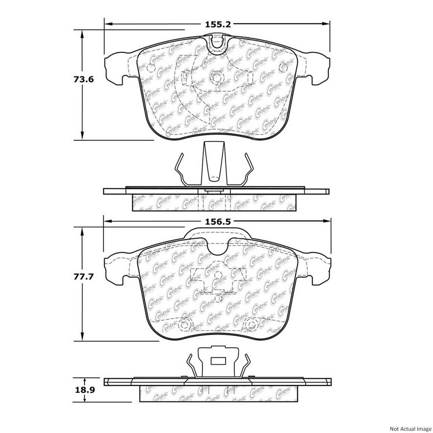 Front View of Front Disc Brake Pad Set CENTRIC 104.12570