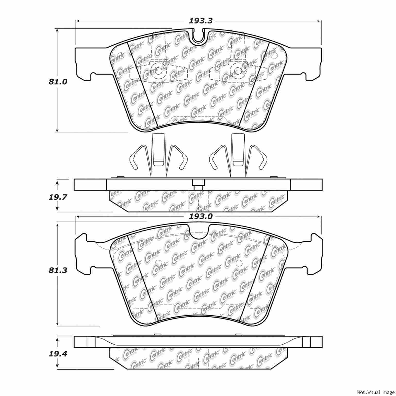 Front View of Front Disc Brake Pad Set CENTRIC 104.12720