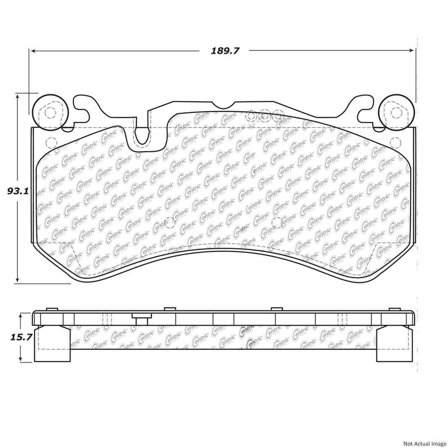 Front View of Front Disc Brake Pad Set CENTRIC 104.12910