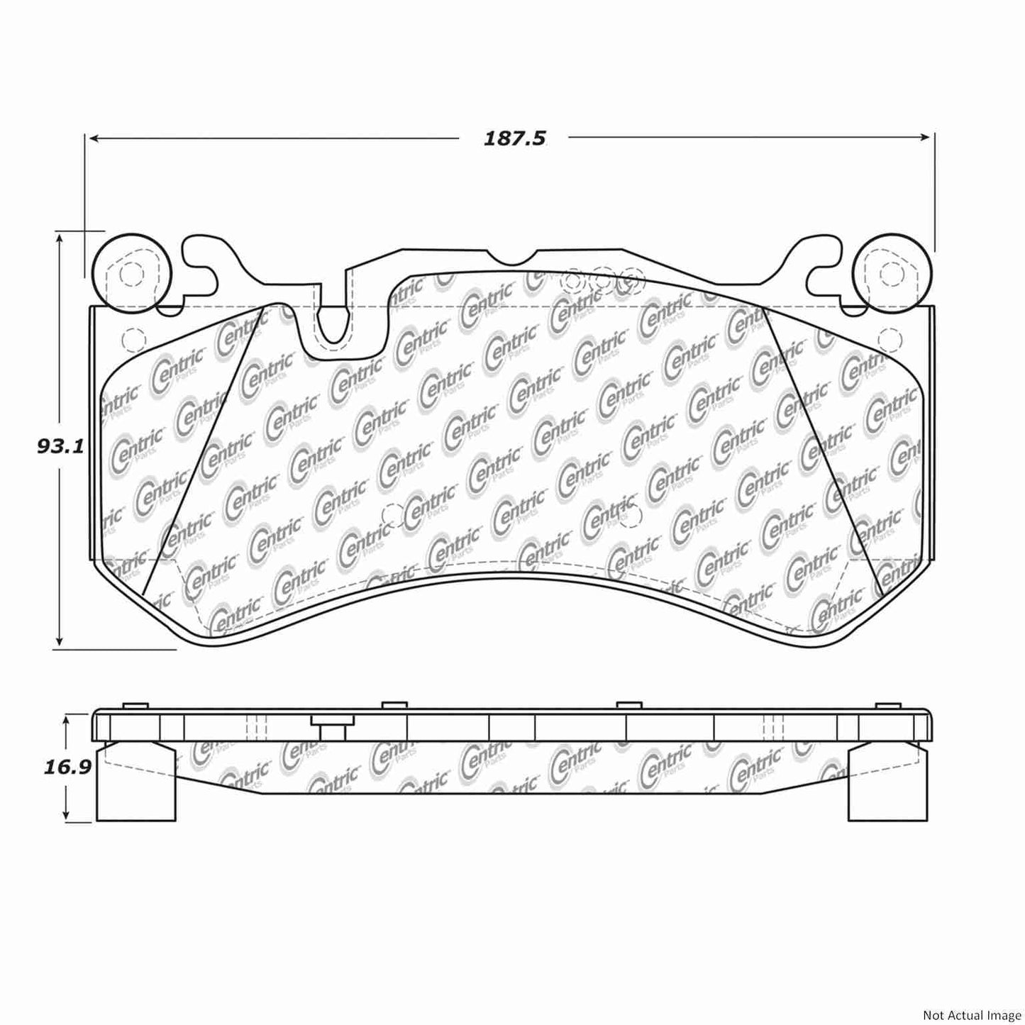 Front View of Front Disc Brake Pad Set CENTRIC 104.12911