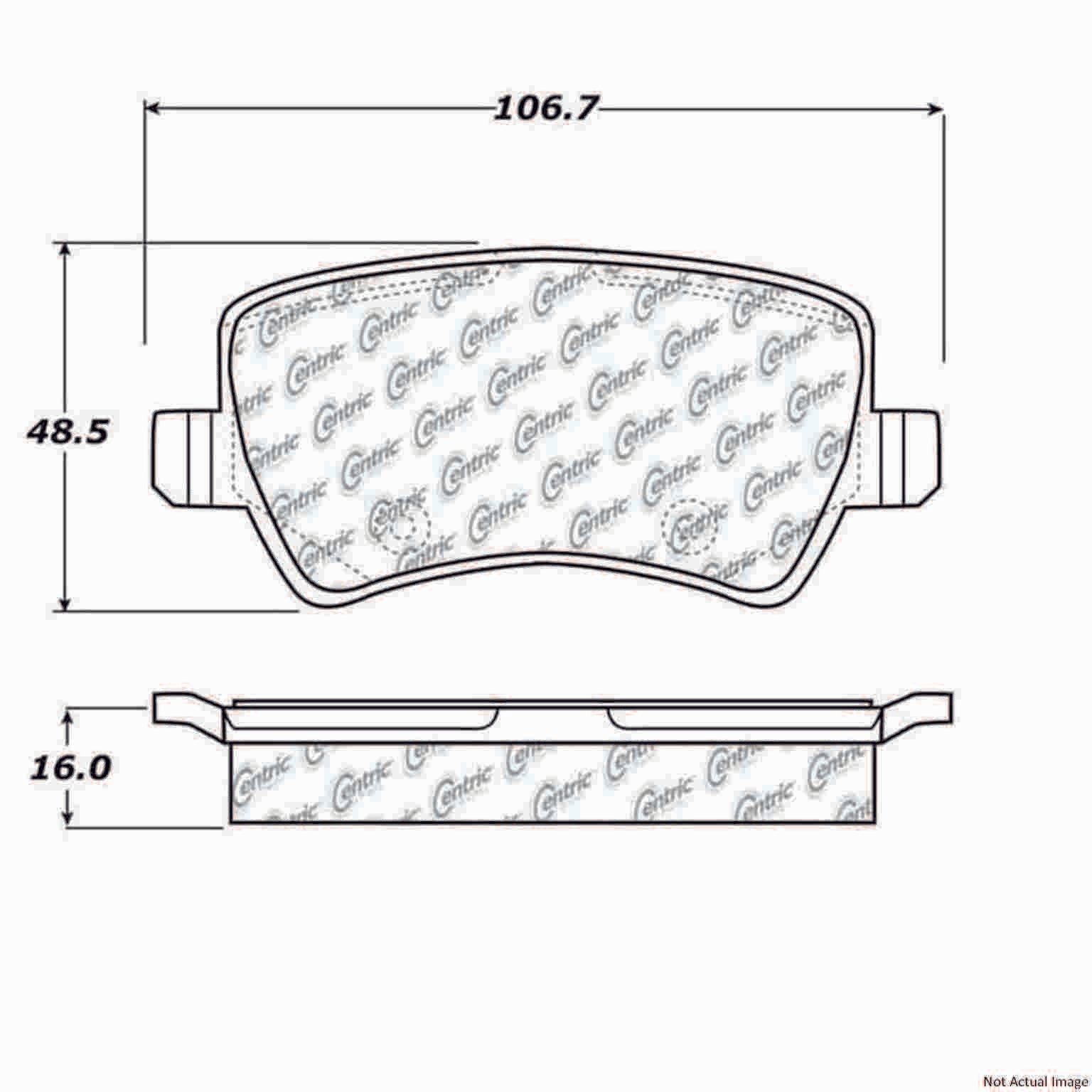 Front View of Rear Disc Brake Pad Set CENTRIC 104.13070