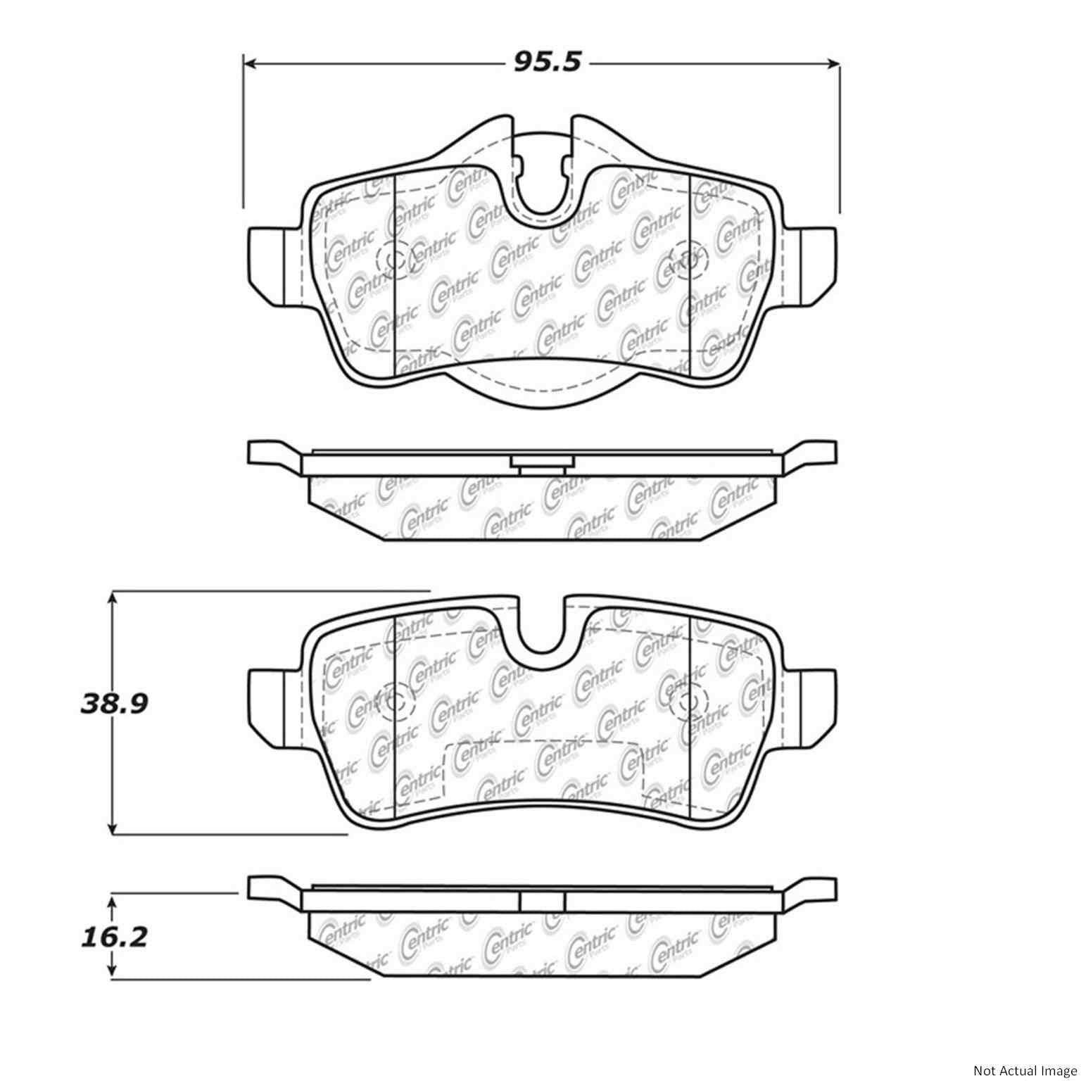 Front View of Rear Disc Brake Pad Set CENTRIC 104.13090