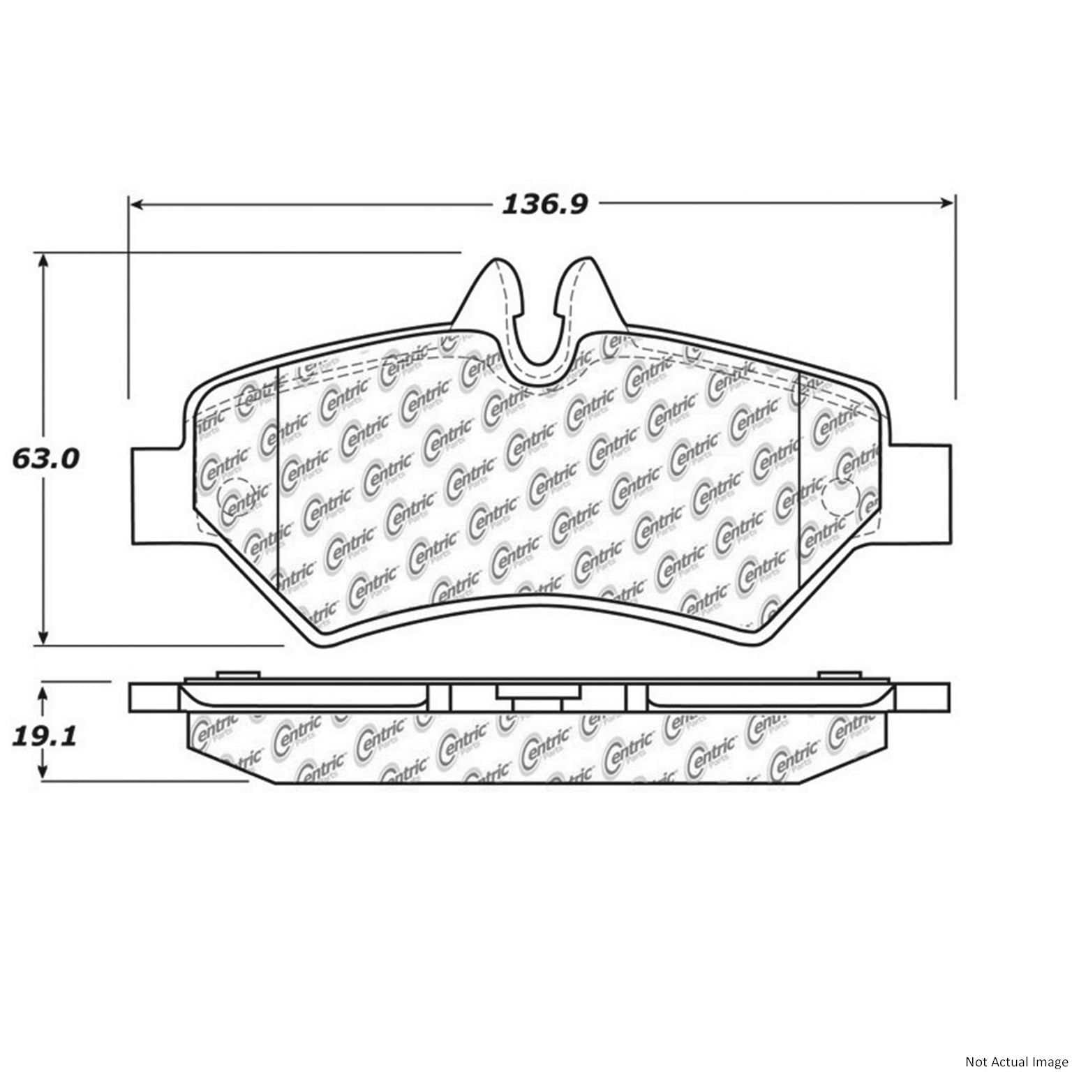 Front View of Rear Disc Brake Pad Set CENTRIC 104.13170