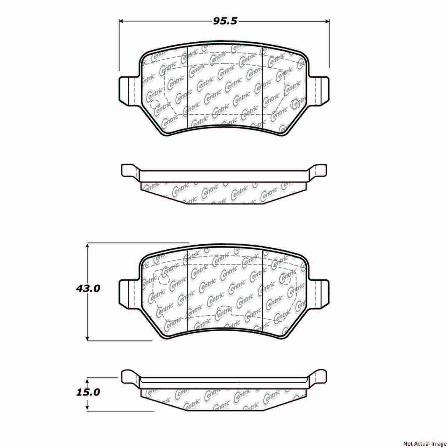 Front View of Rear Disc Brake Pad Set CENTRIC 104.13620