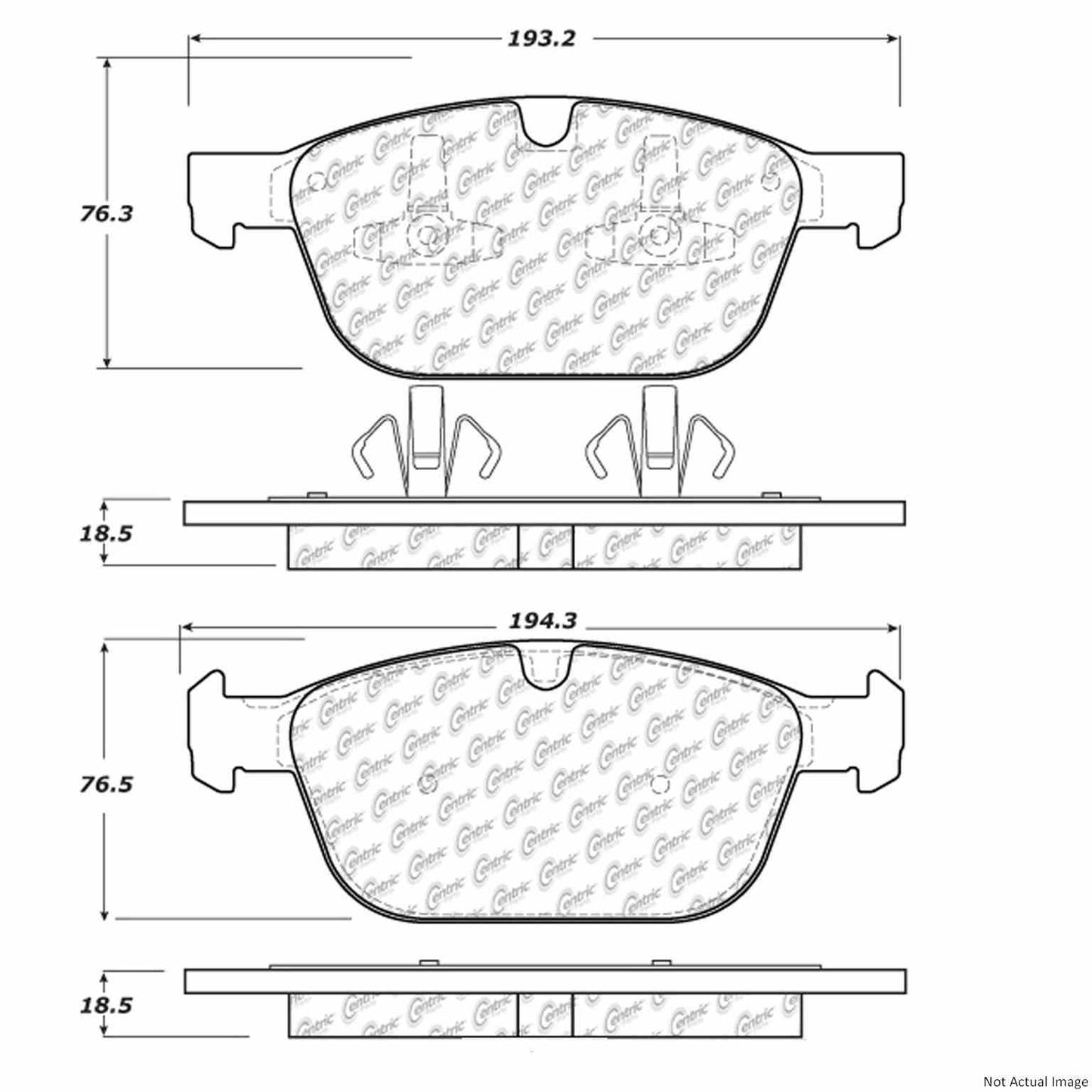 Front View of Front Disc Brake Pad Set CENTRIC 104.14120