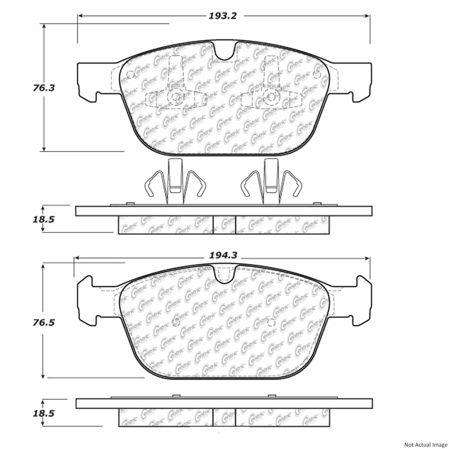 Front View of Front Disc Brake Pad Set CENTRIC 104.14120