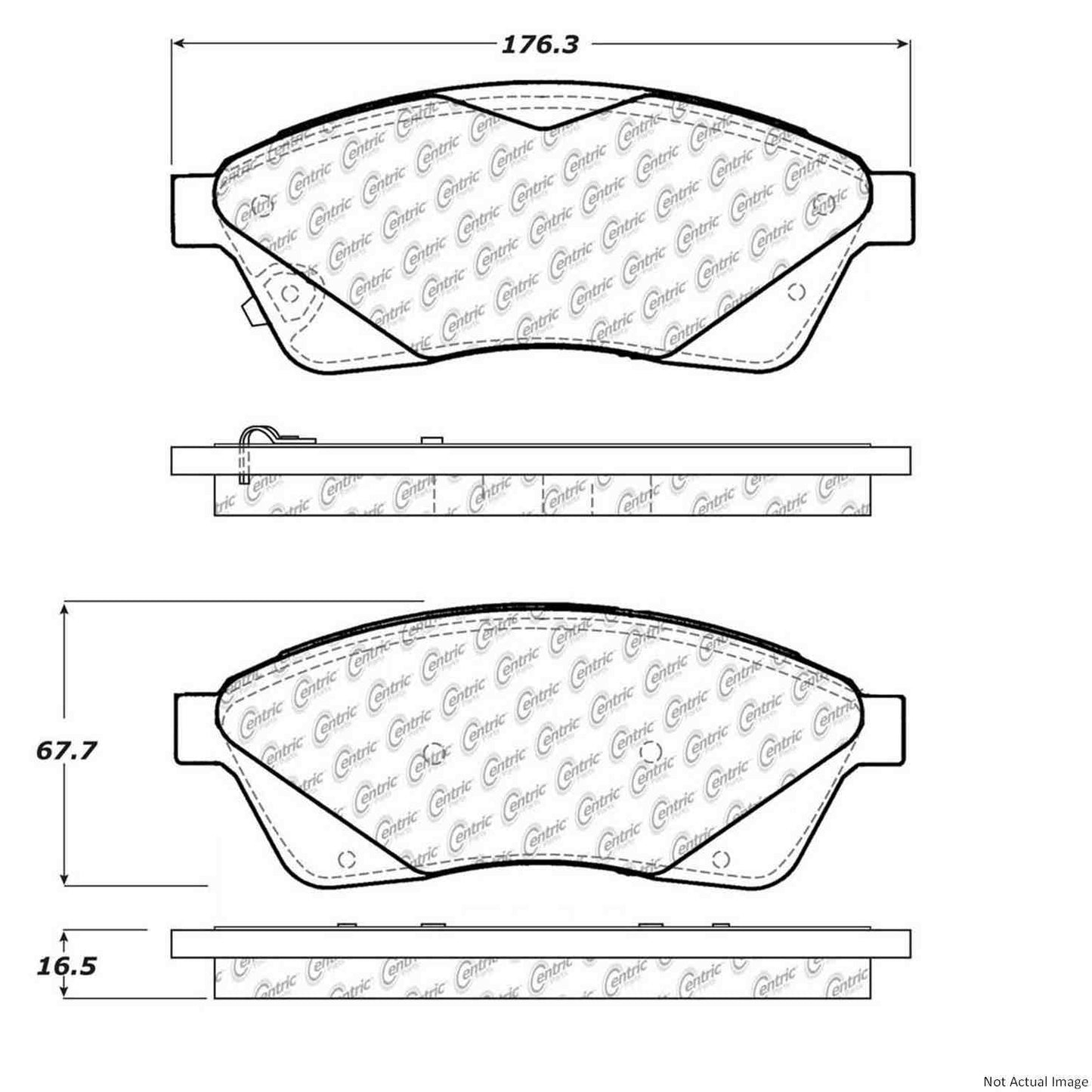 Front View of Front Disc Brake Pad Set CENTRIC 104.14220