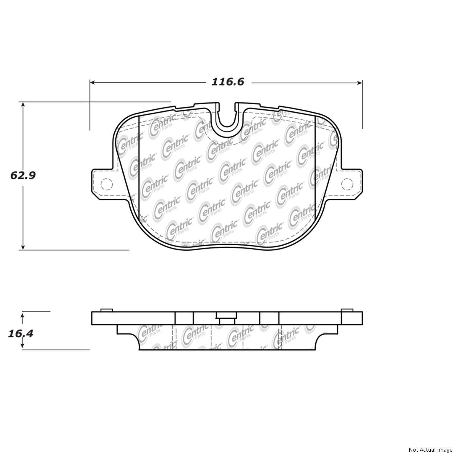 Front View of Rear Disc Brake Pad Set CENTRIC 104.14270