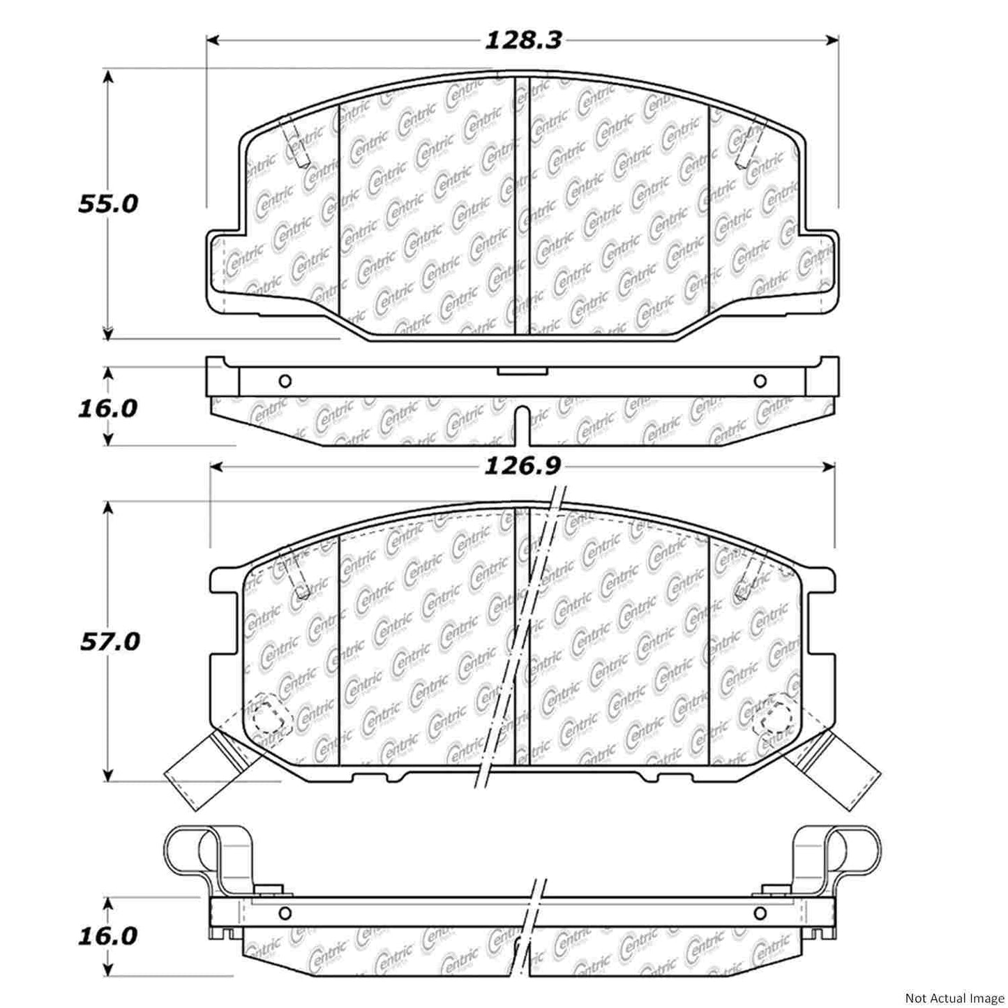 Front View of Front Disc Brake Pad Set CENTRIC 105.02450