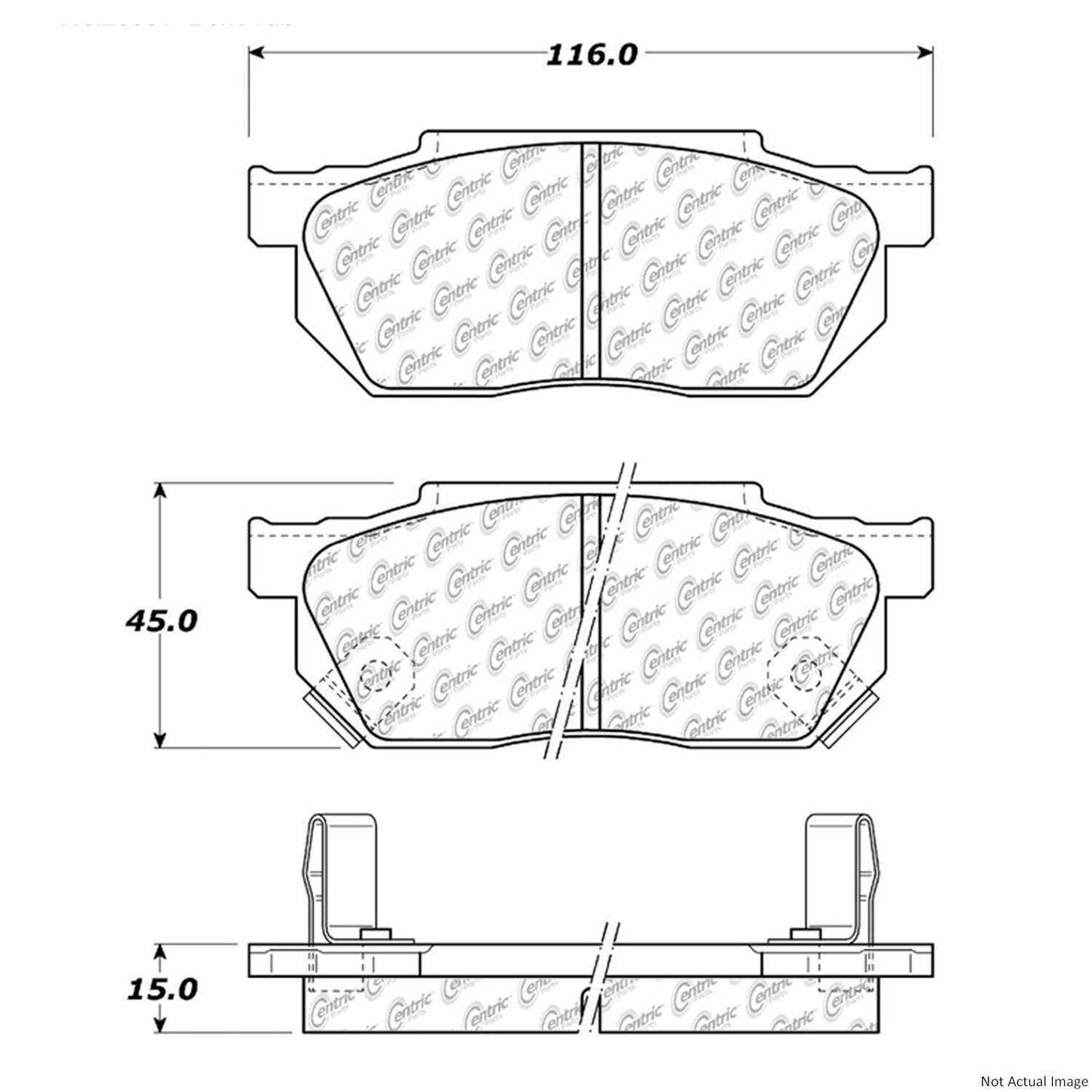 Front View of Front Disc Brake Pad Set CENTRIC 105.02560