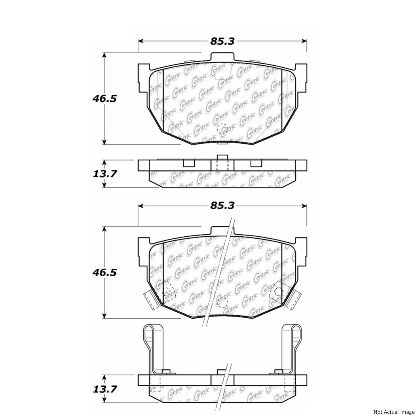 Front View of Rear Disc Brake Pad Set CENTRIC 105.03230