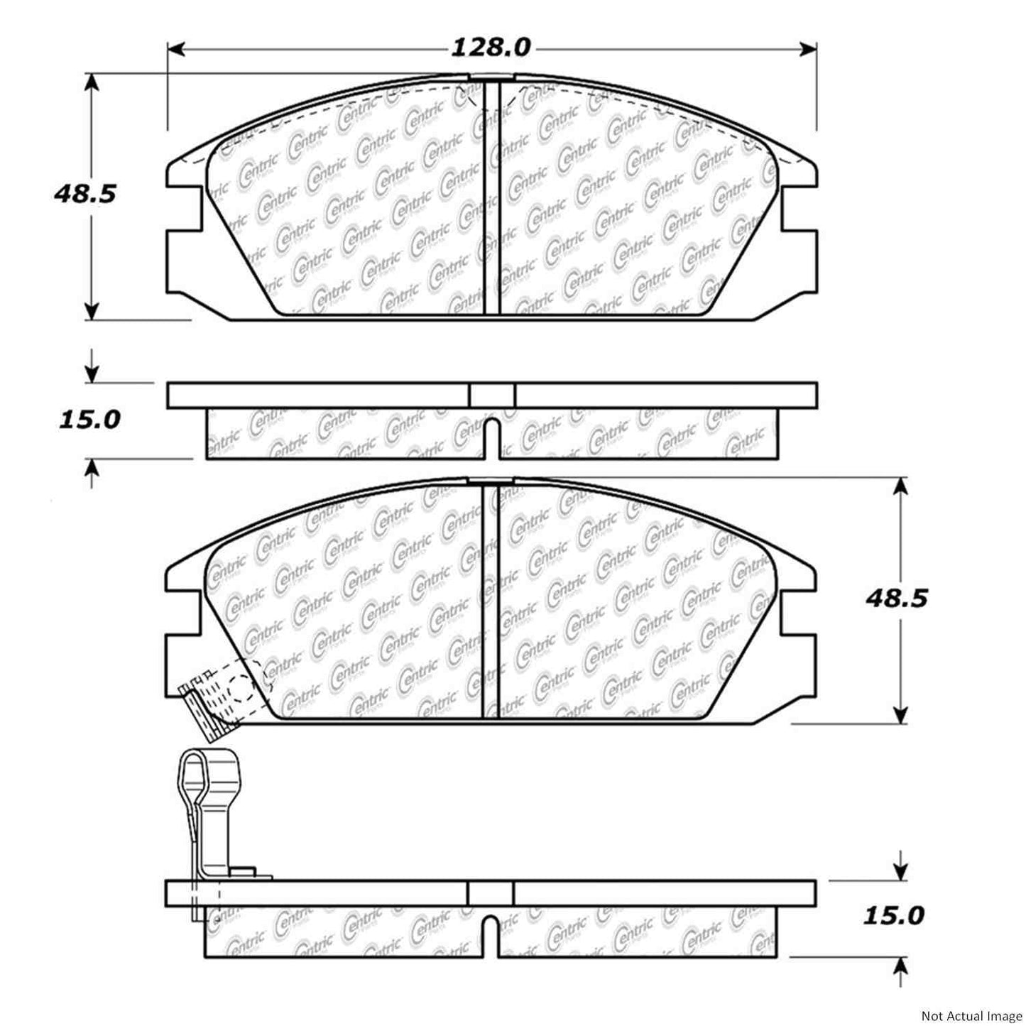 Front View of Front Disc Brake Pad Set CENTRIC 105.03340