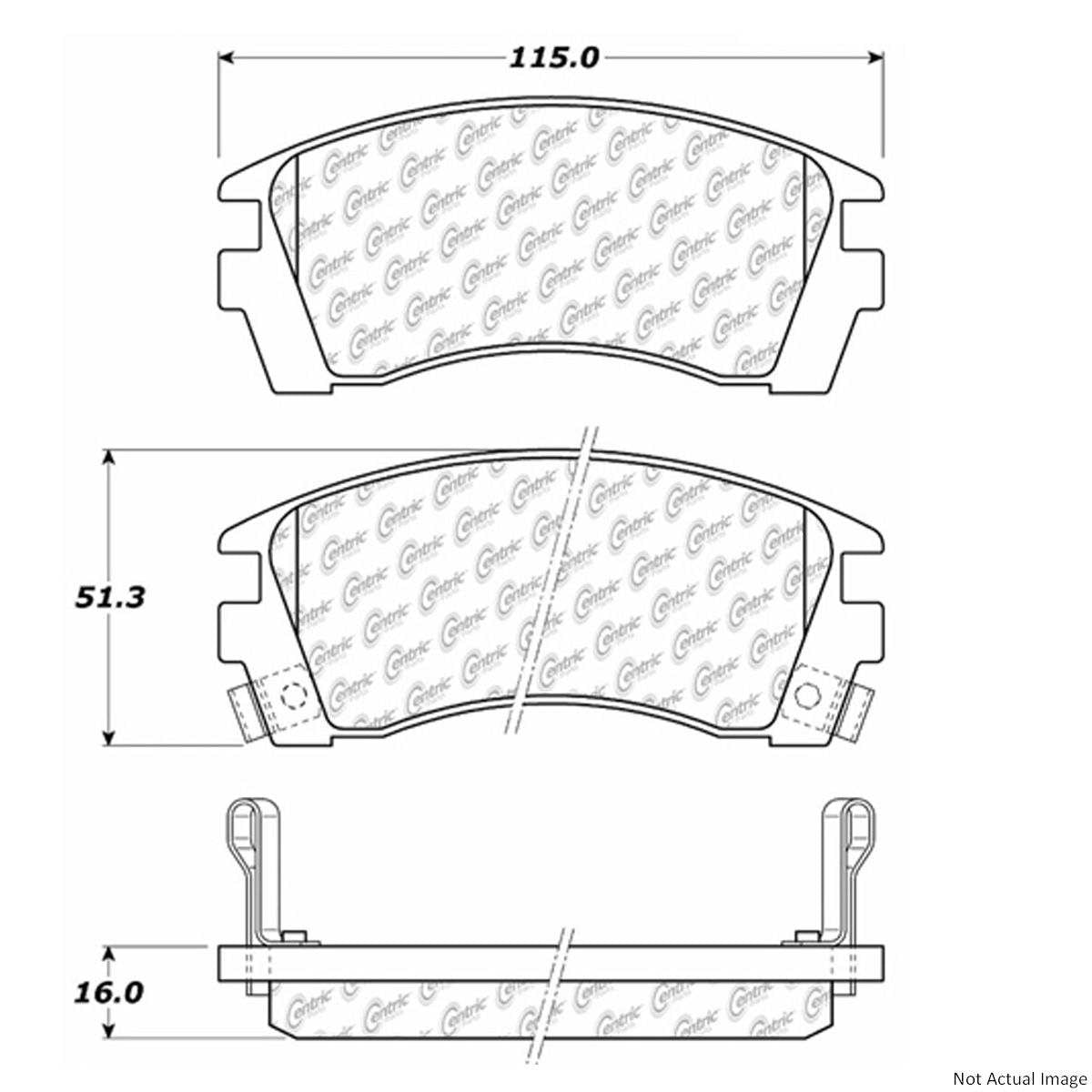 Front View of Front Disc Brake Pad Set CENTRIC 105.05090