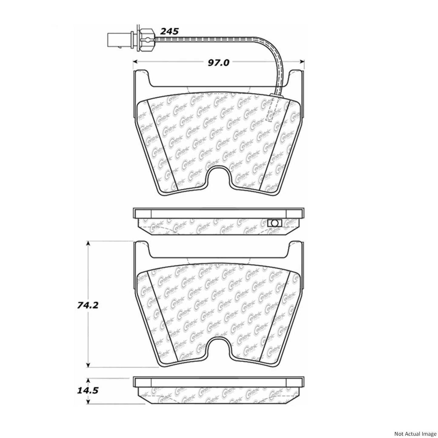 Front View of Front Disc Brake Pad Set CENTRIC 105.10290