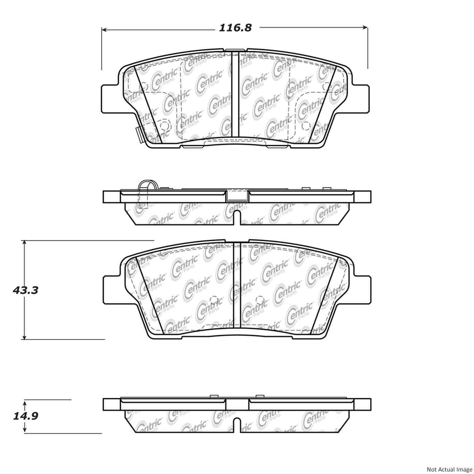 Front View of Rear Disc Brake Pad Set CENTRIC 105.15510