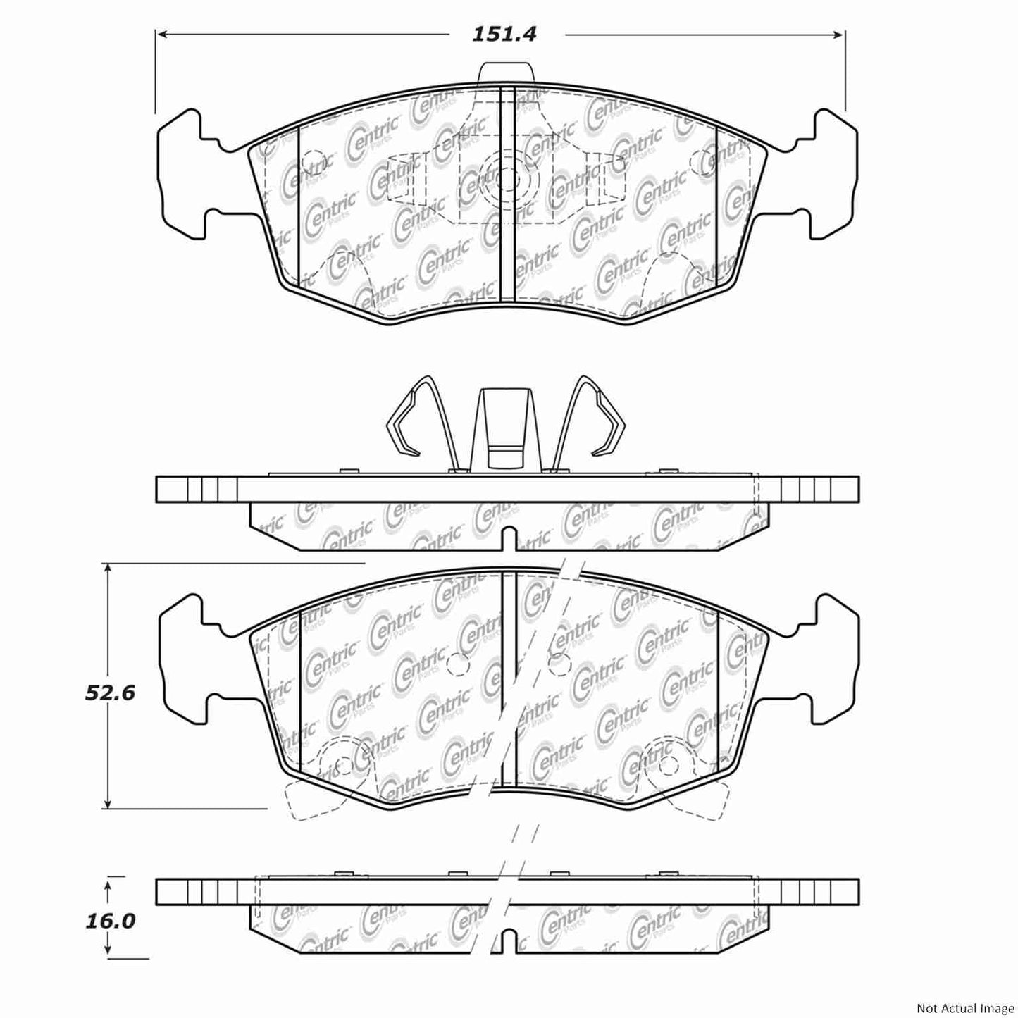 Front View of Front Disc Brake Pad Set CENTRIC 105.15680