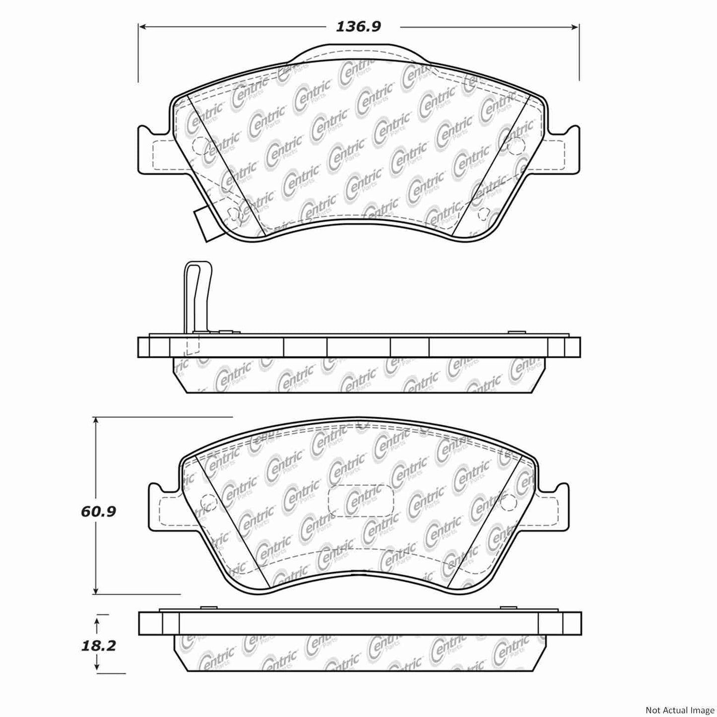 Front View of Front Disc Brake Pad Set CENTRIC 105.15710