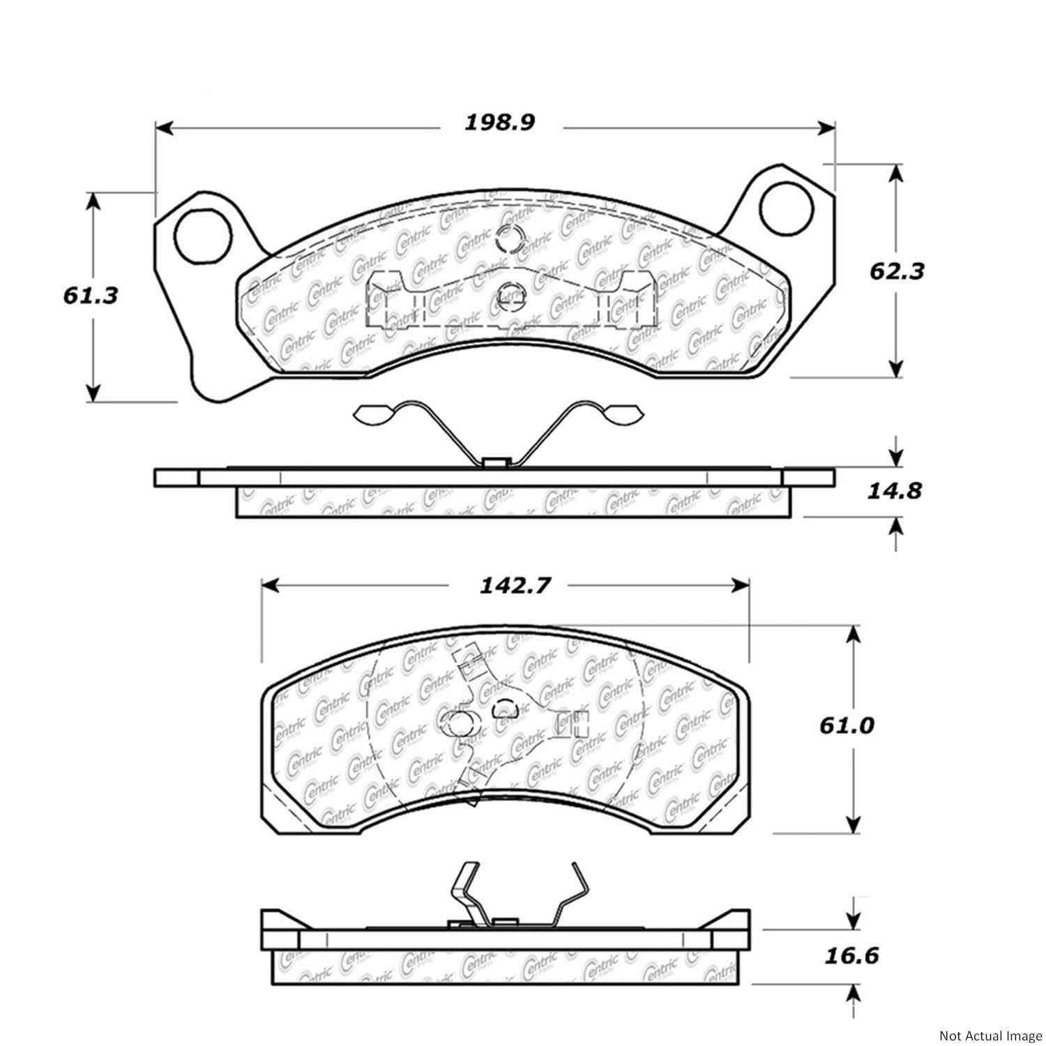 Front View of Front Disc Brake Pad Set CENTRIC 106.02000