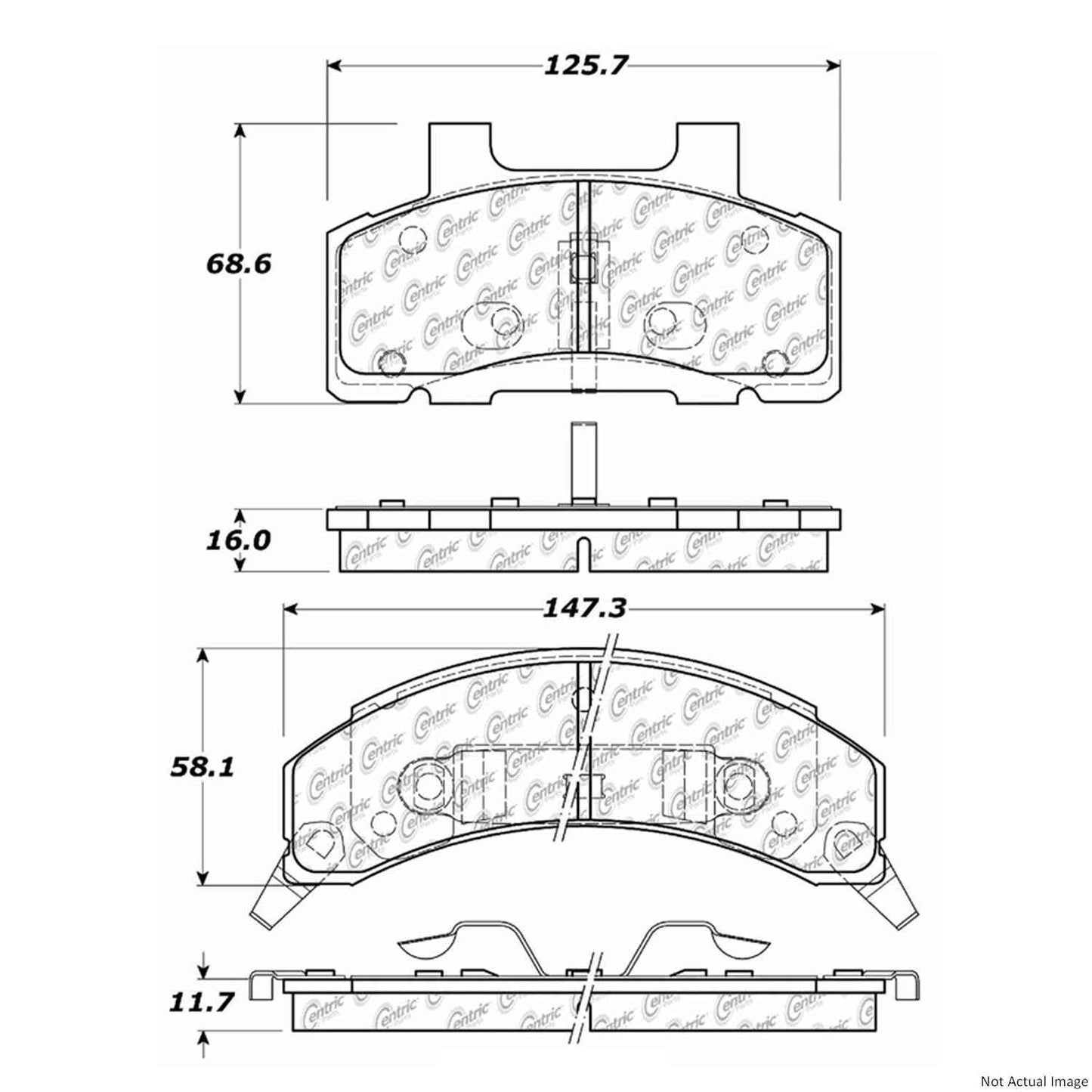 Front View of Front Disc Brake Pad Set CENTRIC 106.02150