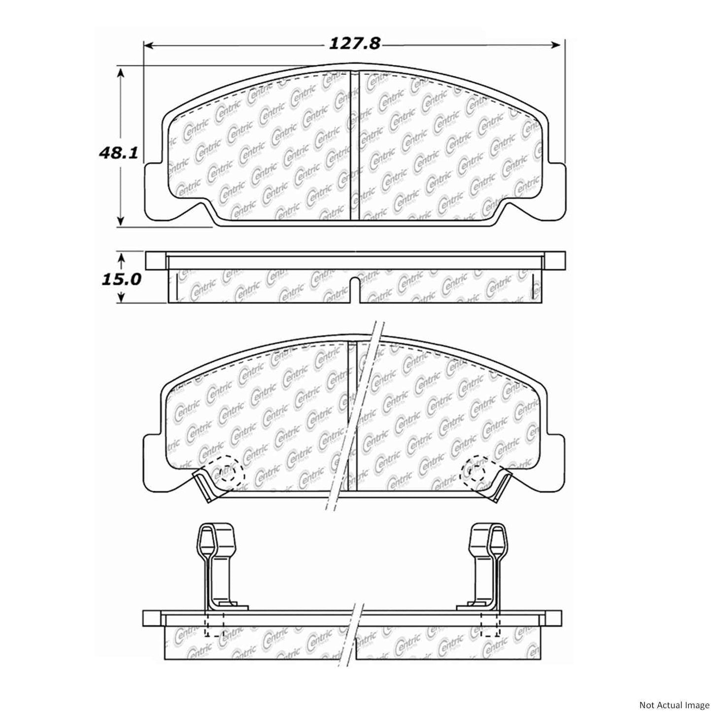 Front View of Front Disc Brake Pad Set CENTRIC 106.02730