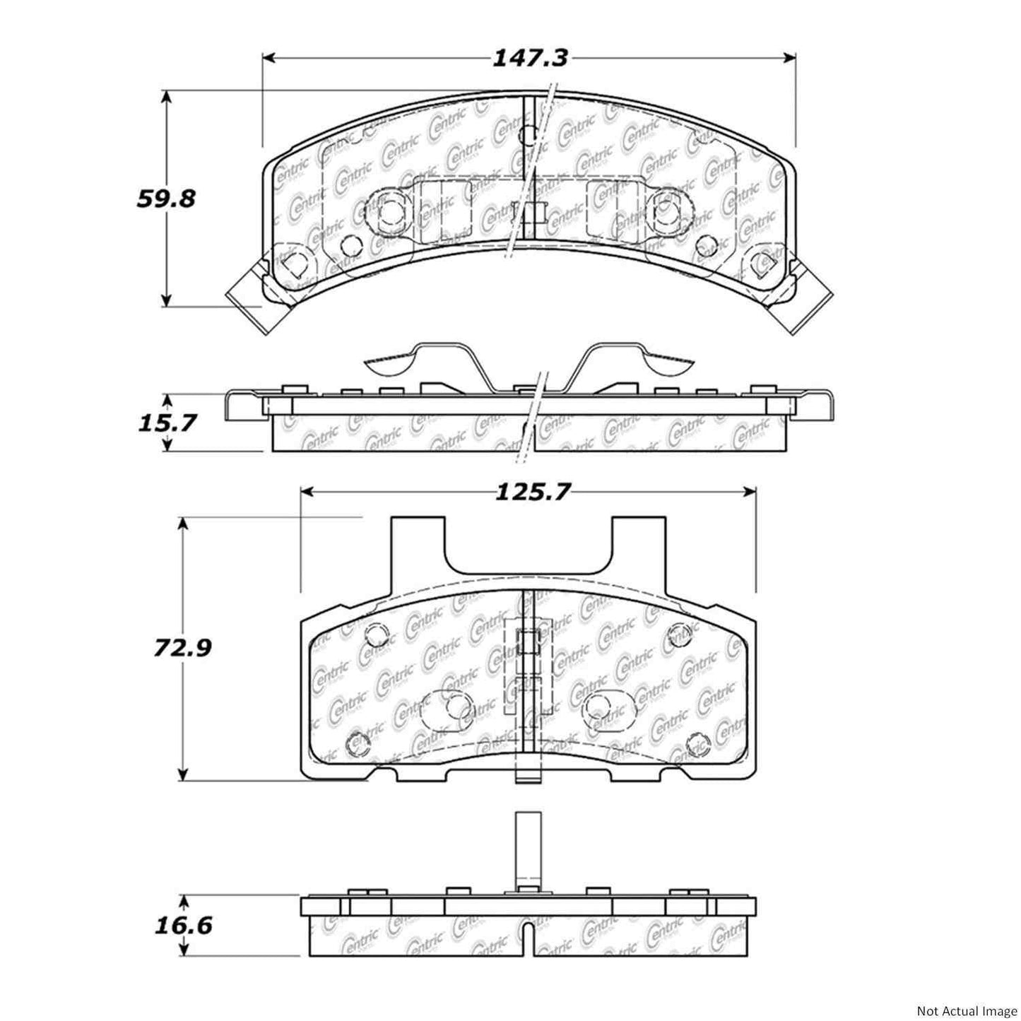 Front View of Front Disc Brake Pad Set CENTRIC 106.03680