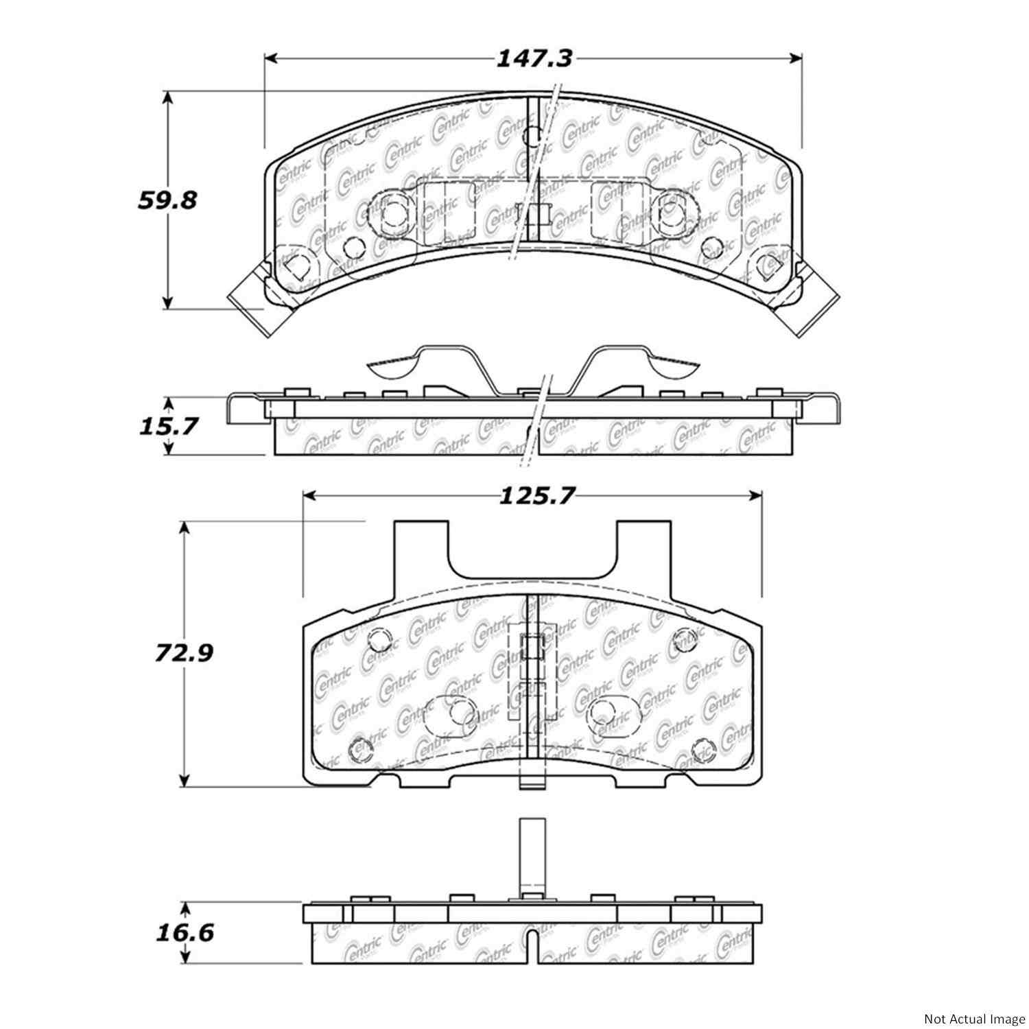 Front View of Front Disc Brake Pad Set CENTRIC 106.03680