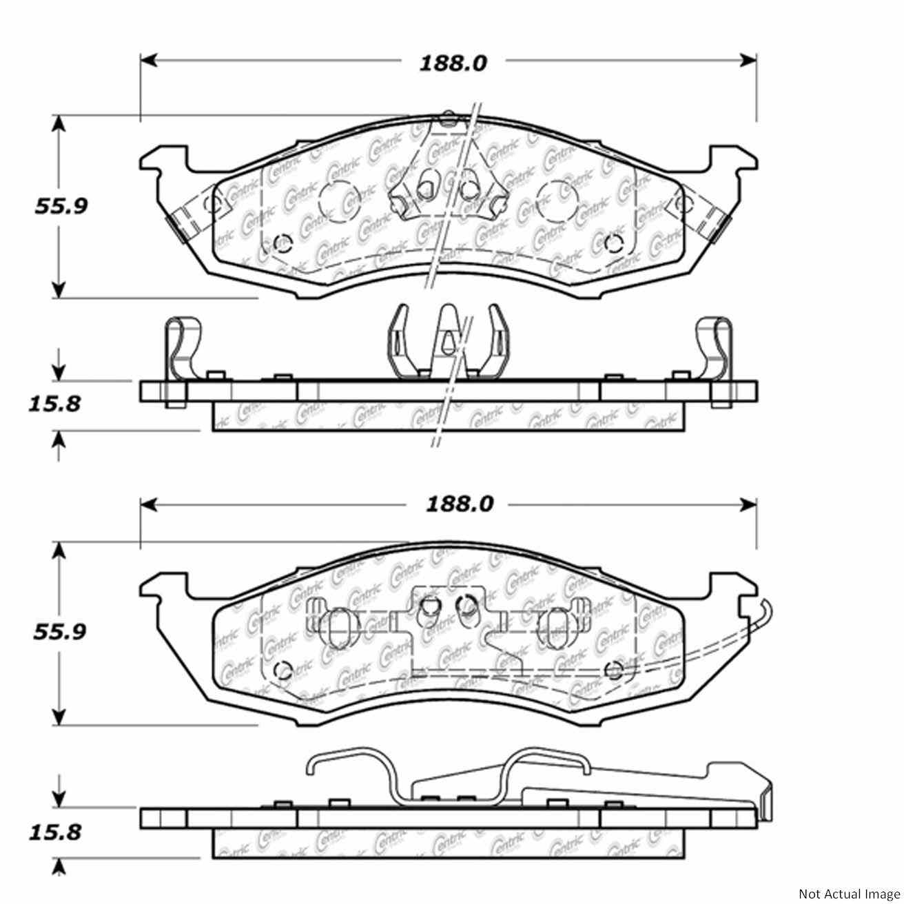 Front View of Front Disc Brake Pad Set CENTRIC 106.05760