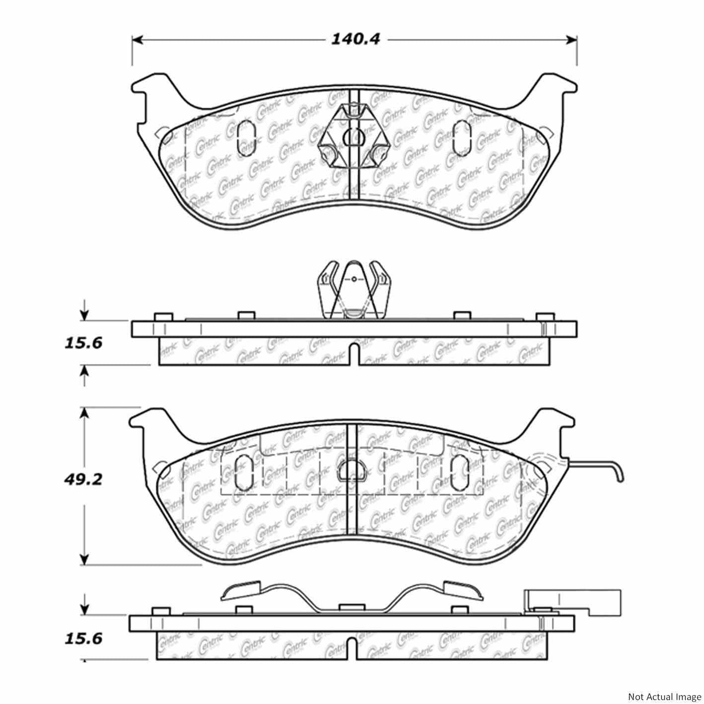 Front View of Rear Disc Brake Pad Set CENTRIC 106.06900