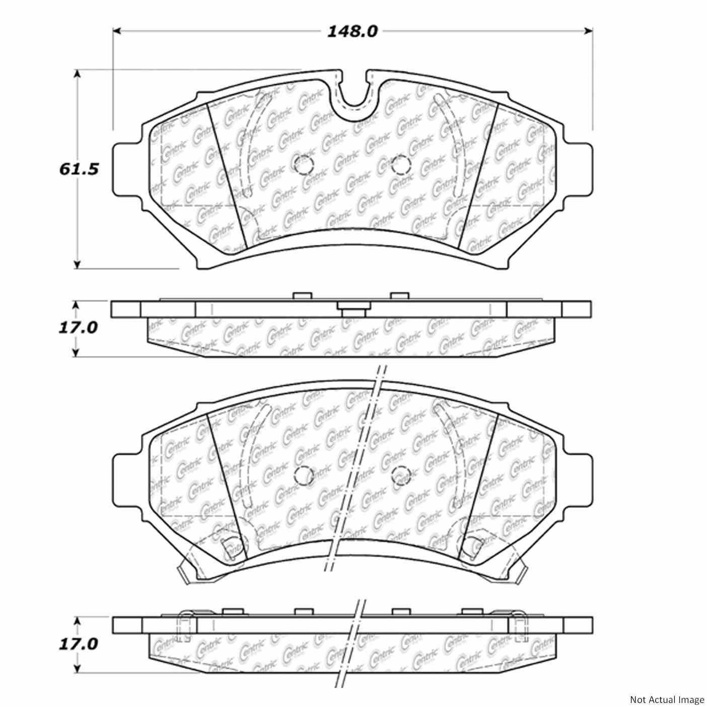 Front View of Front Disc Brake Pad Set CENTRIC 106.07530