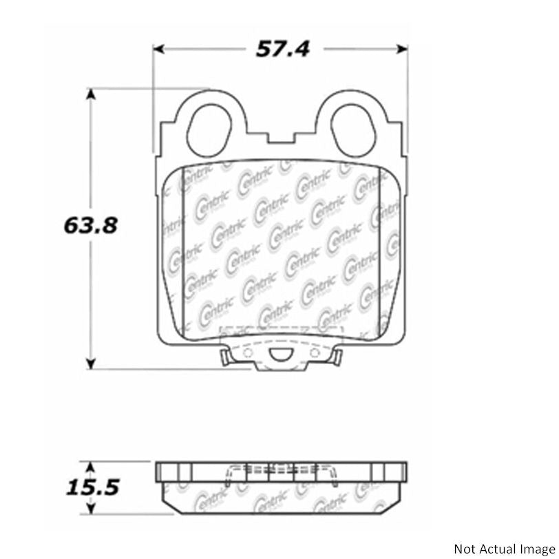 Front View of Rear Disc Brake Pad Set CENTRIC 106.07710