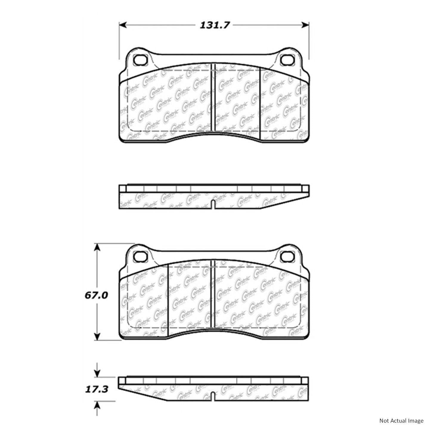 Front View of Front Disc Brake Pad Set CENTRIC 106.08100