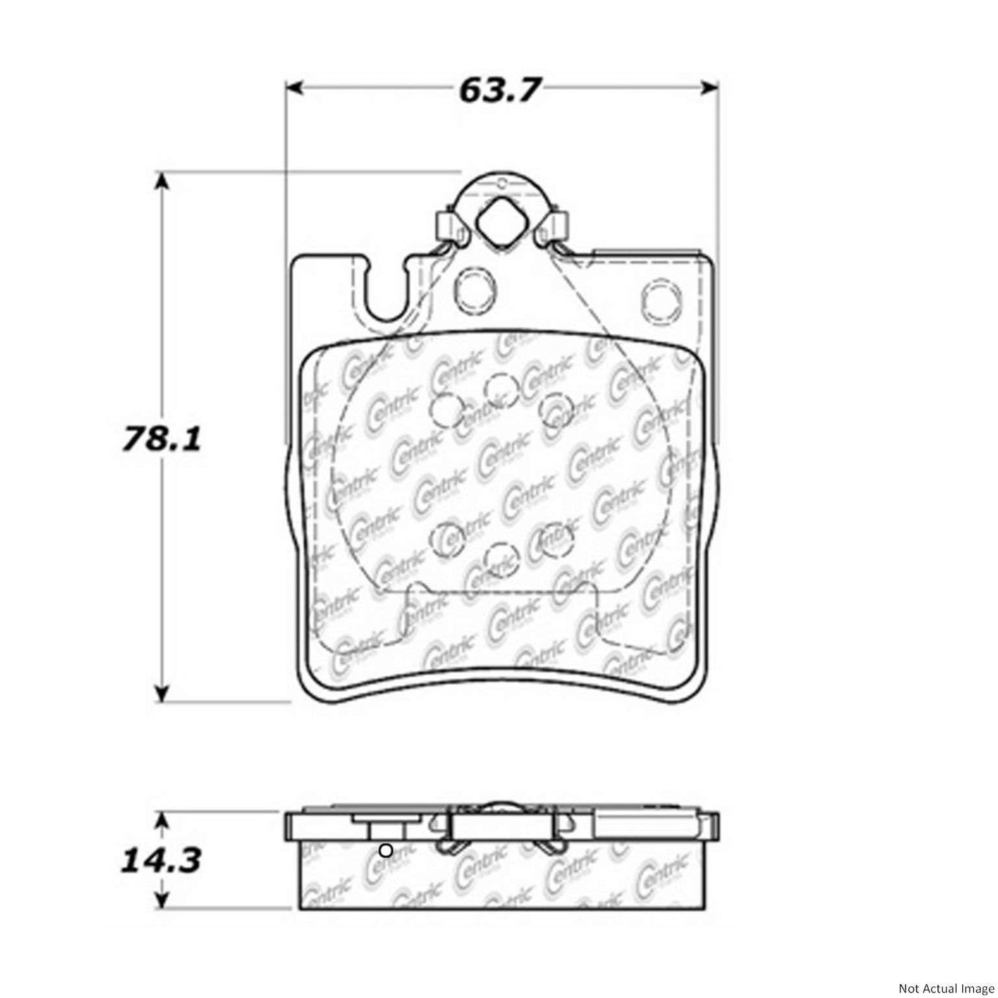 Front View of Rear Disc Brake Pad Set CENTRIC 106.08760