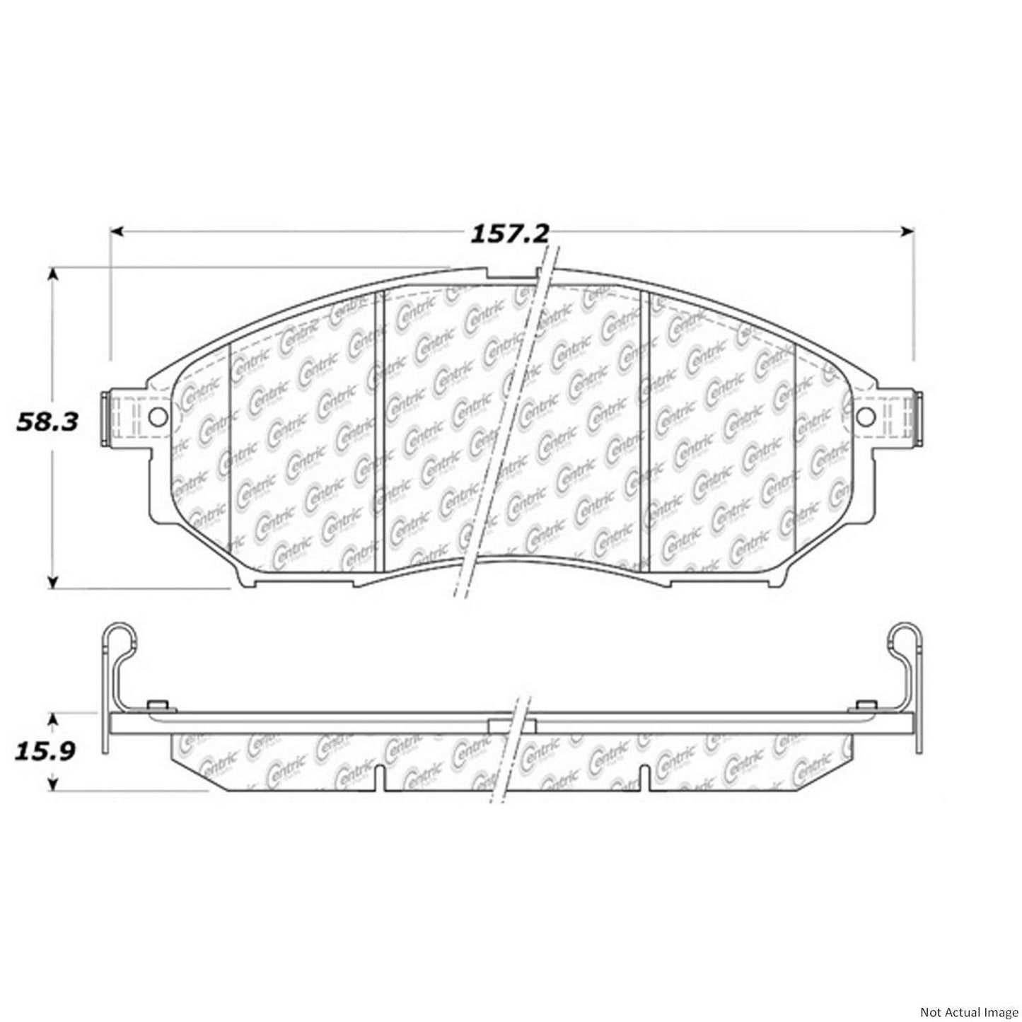 Front View of Front Disc Brake Pad Set CENTRIC 106.08880