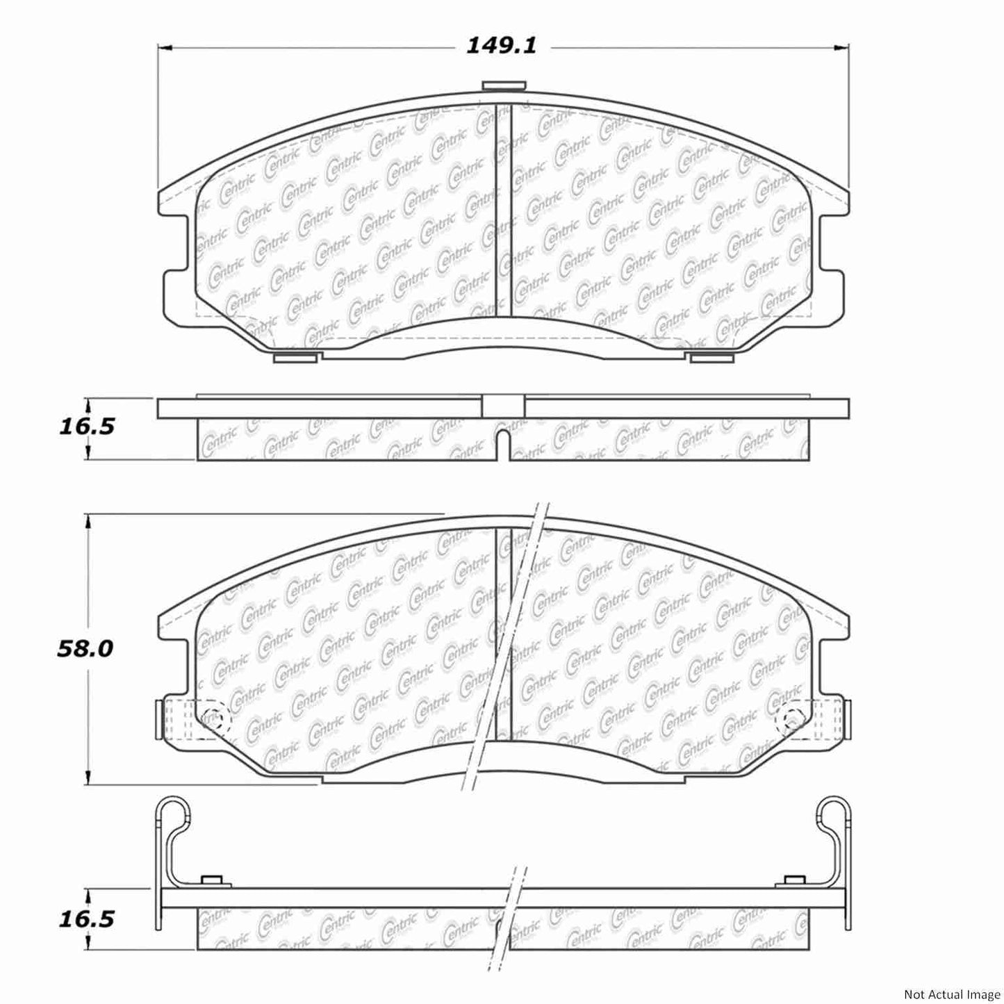 Front View of Front Disc Brake Pad Set CENTRIC 106.09030