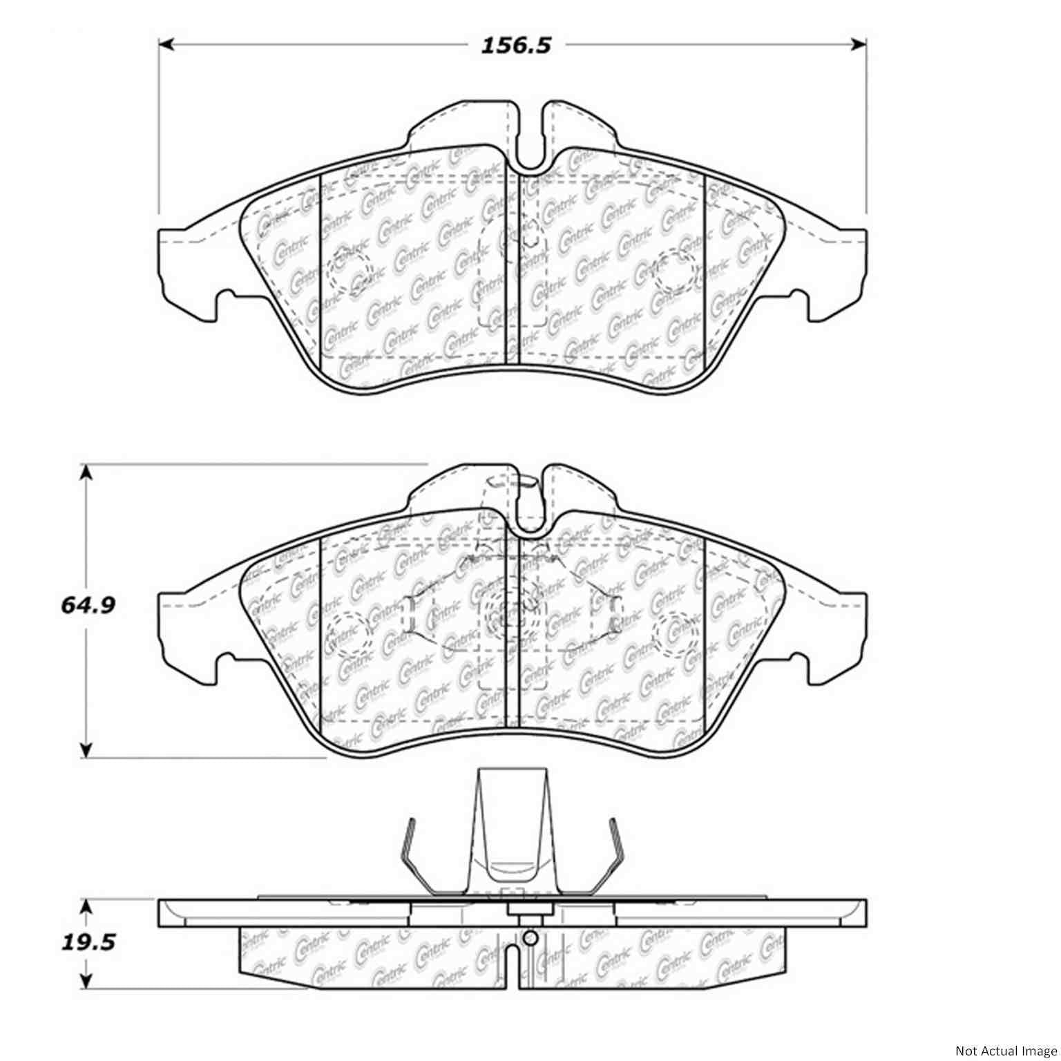 Front View of Front Disc Brake Pad Set CENTRIC 106.09500