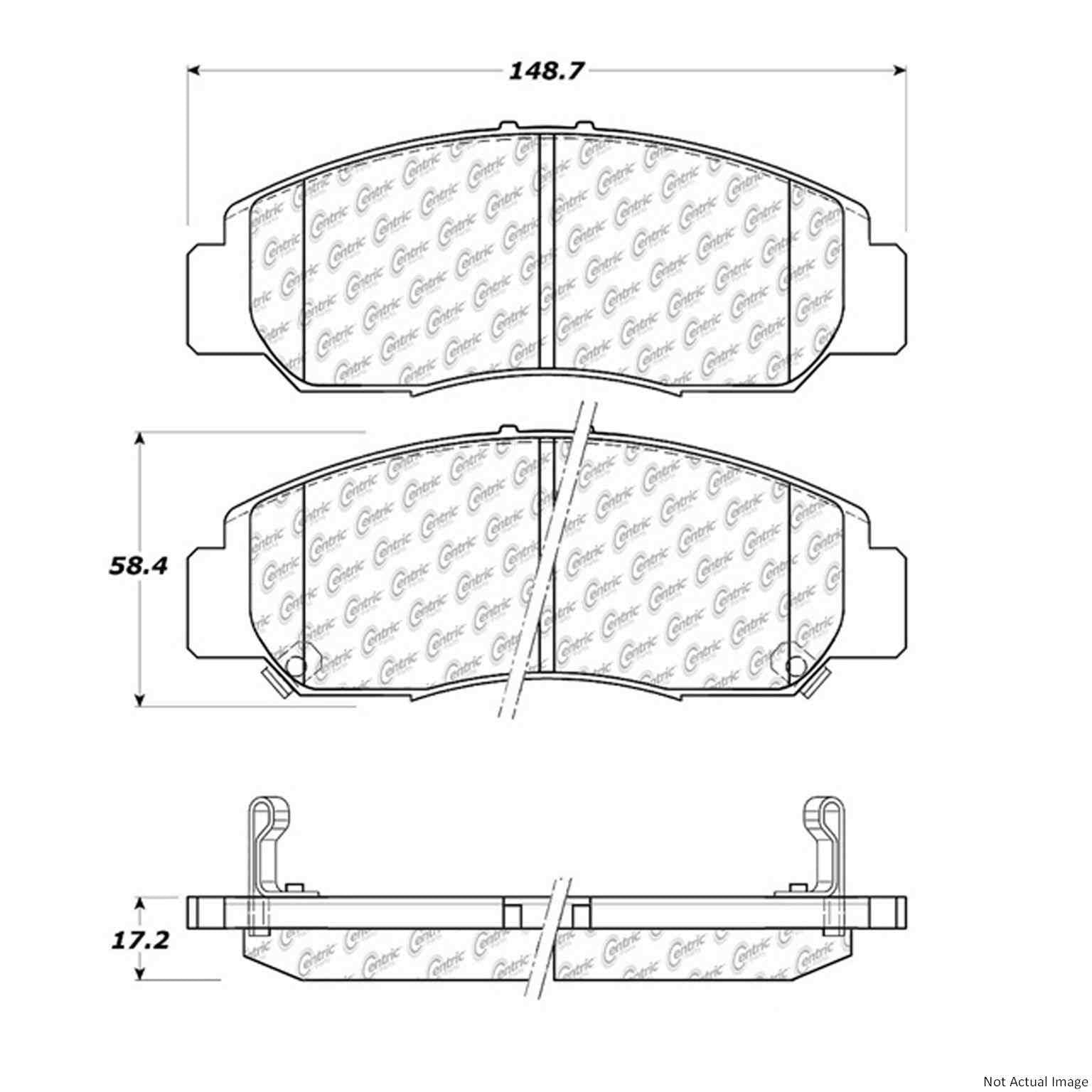 Front View of Front Disc Brake Pad Set CENTRIC 106.09590