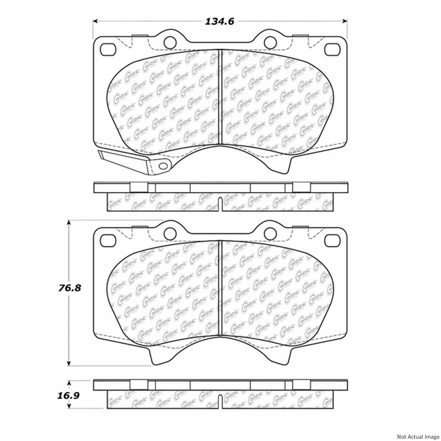 Front View of Front Disc Brake Pad Set CENTRIC 106.09760