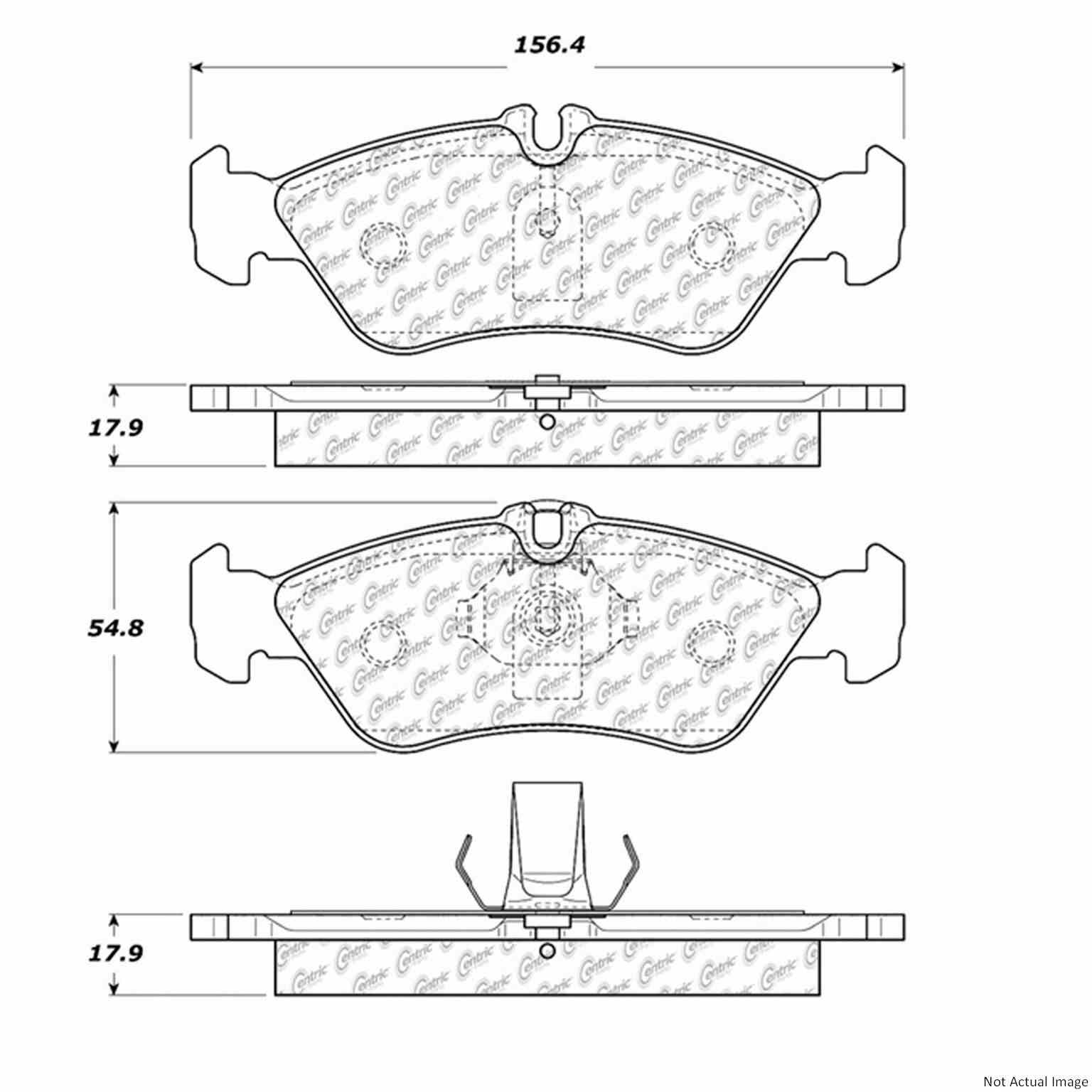 Front View of Rear Disc Brake Pad Set CENTRIC 106.10060