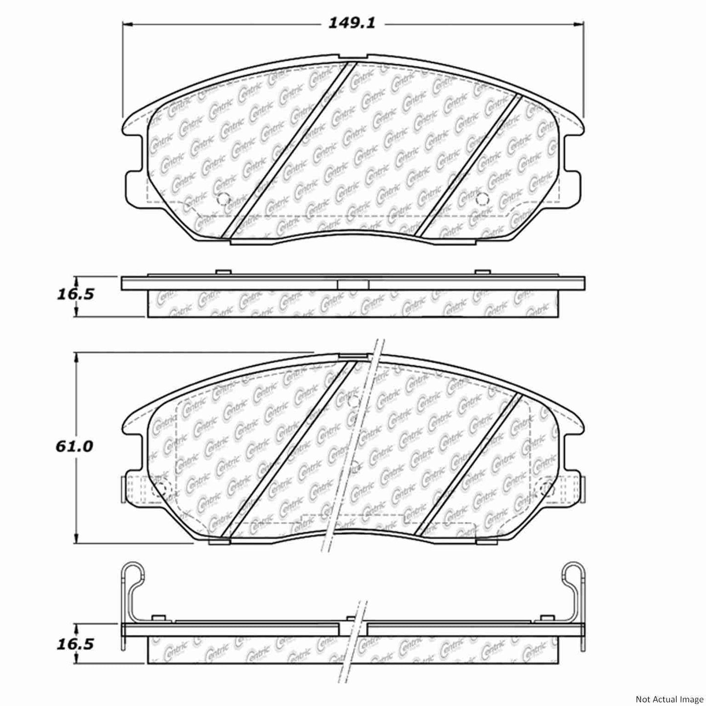 Front View of Front Disc Brake Pad Set CENTRIC 106.10130