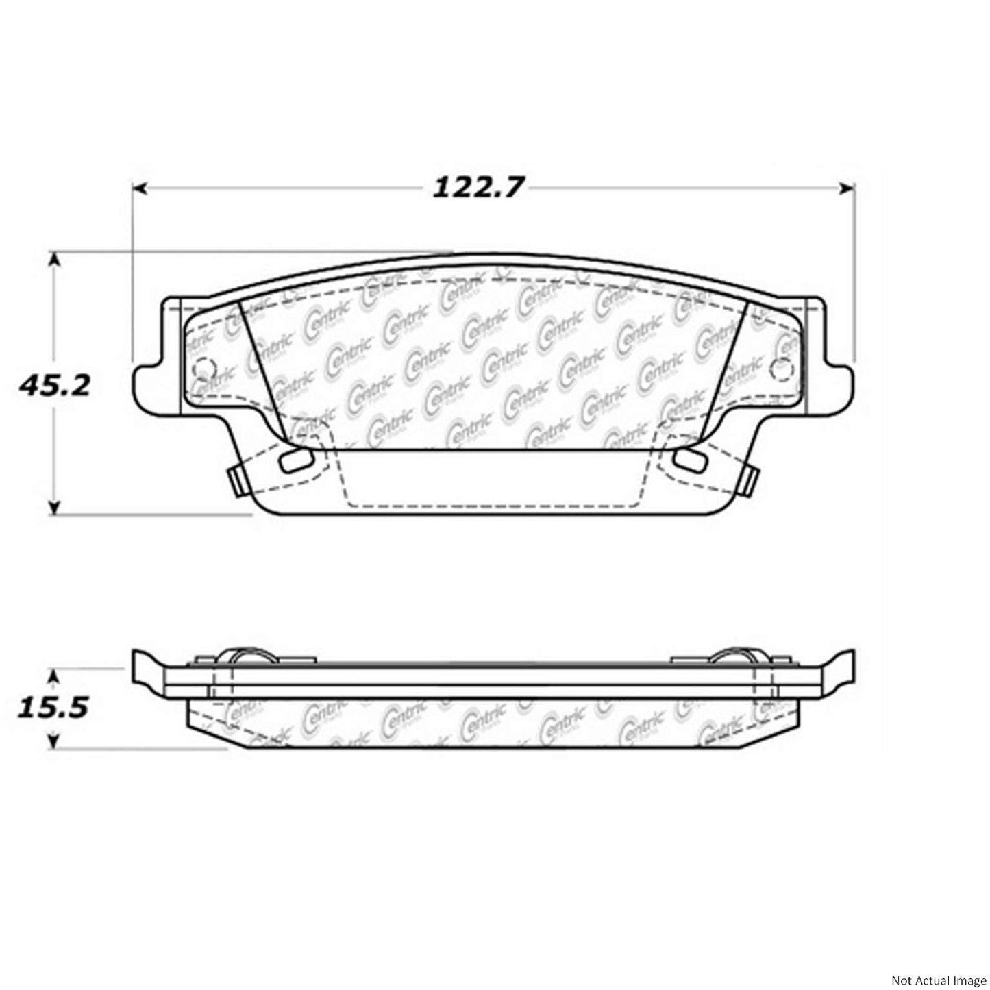 Front View of Rear Disc Brake Pad Set CENTRIC 106.10200